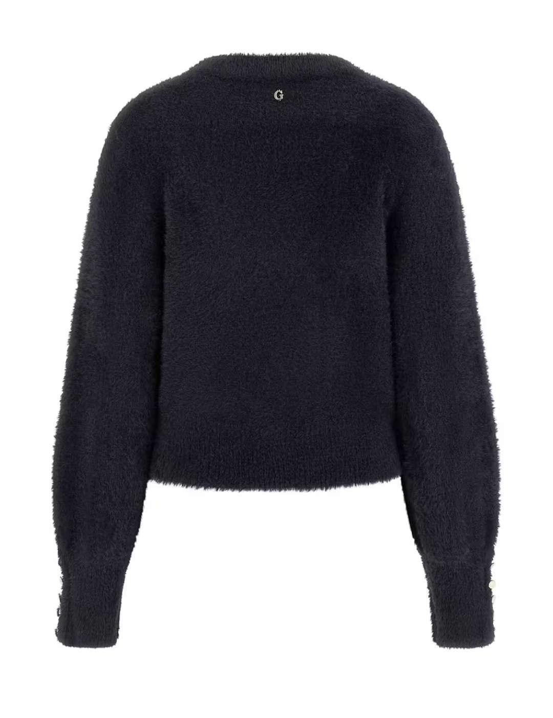 Jersey Guess Yuki cuello en V con detalles negro para mujer