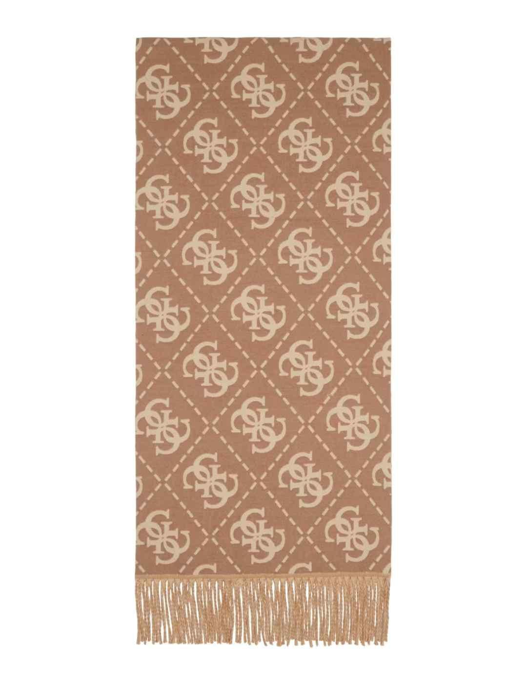 Bufanda Guess beige y marrón multilogo para mujer