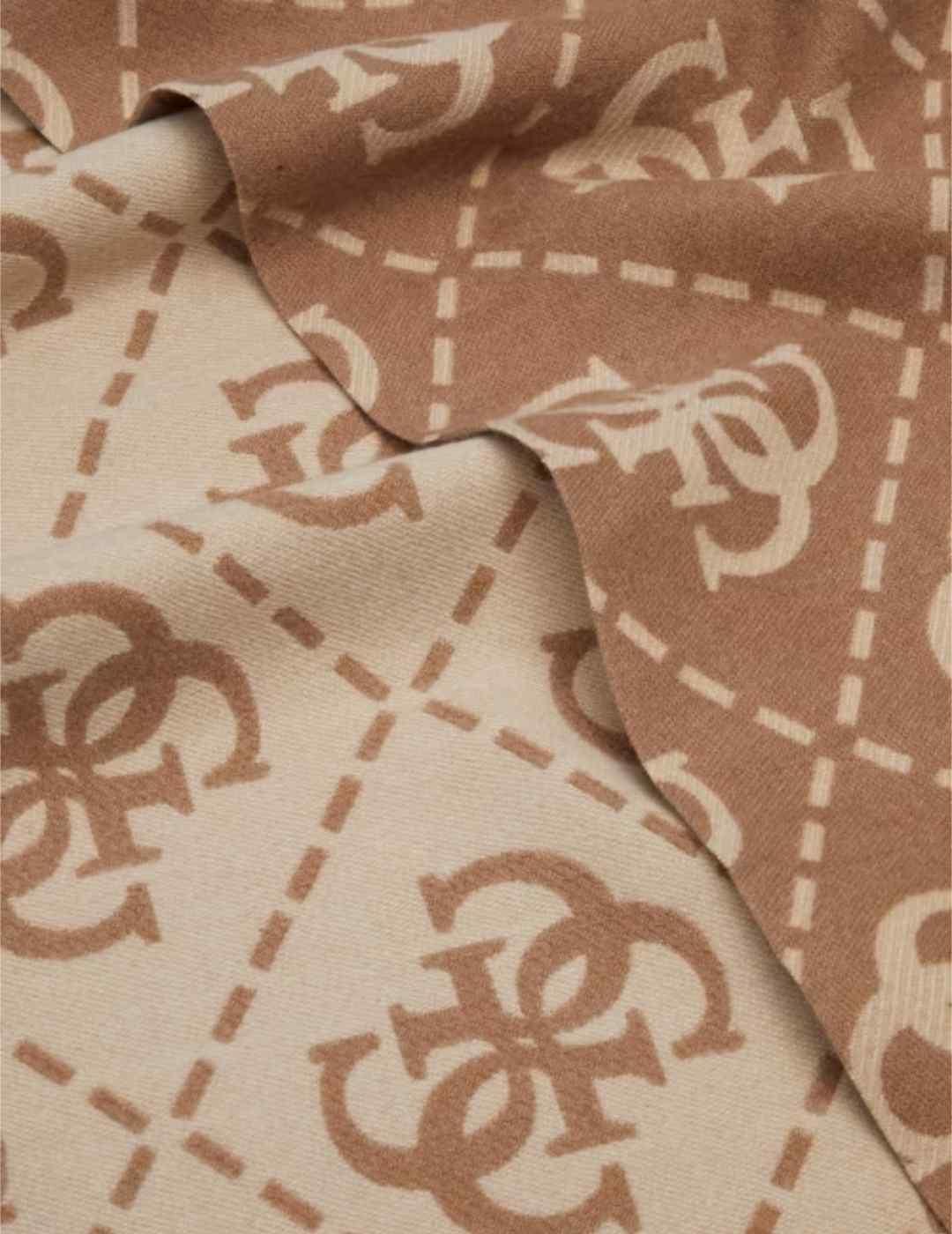 Bufanda Guess beige y marrón multilogo para mujer