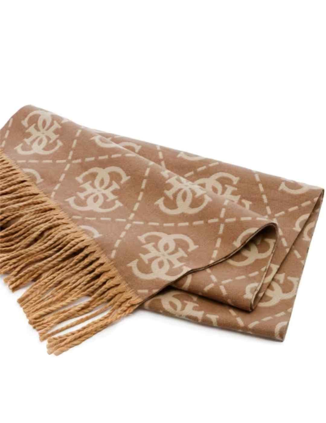 Bufanda Guess beige y marrón multilogo para mujer