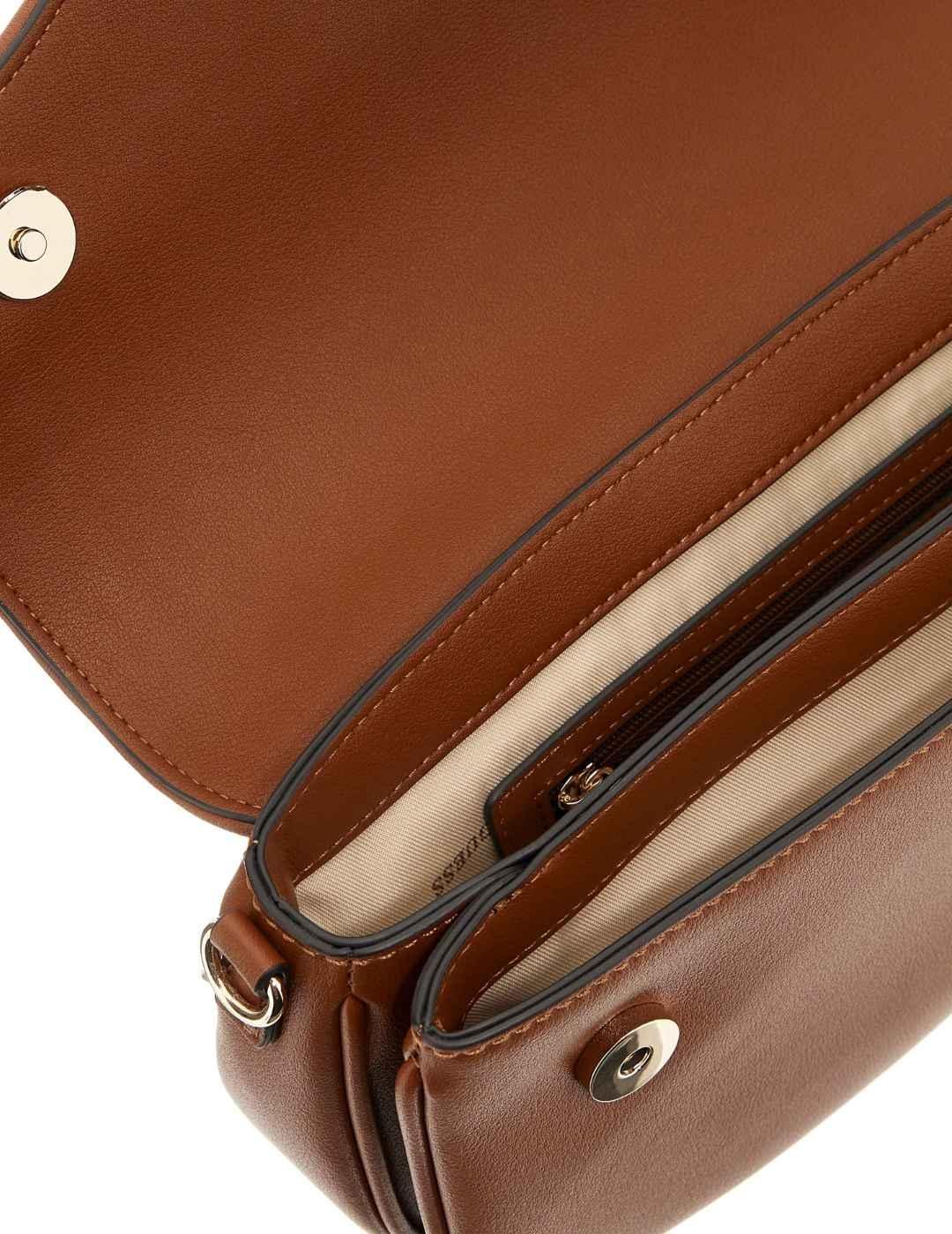 Bolso Guess Dea Flap camel de hombro para mujer