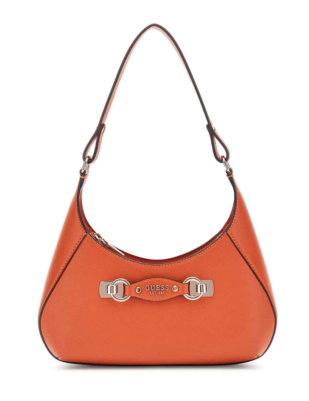 Bolso Guess Mimina de hombro medialuna naranja para mujer