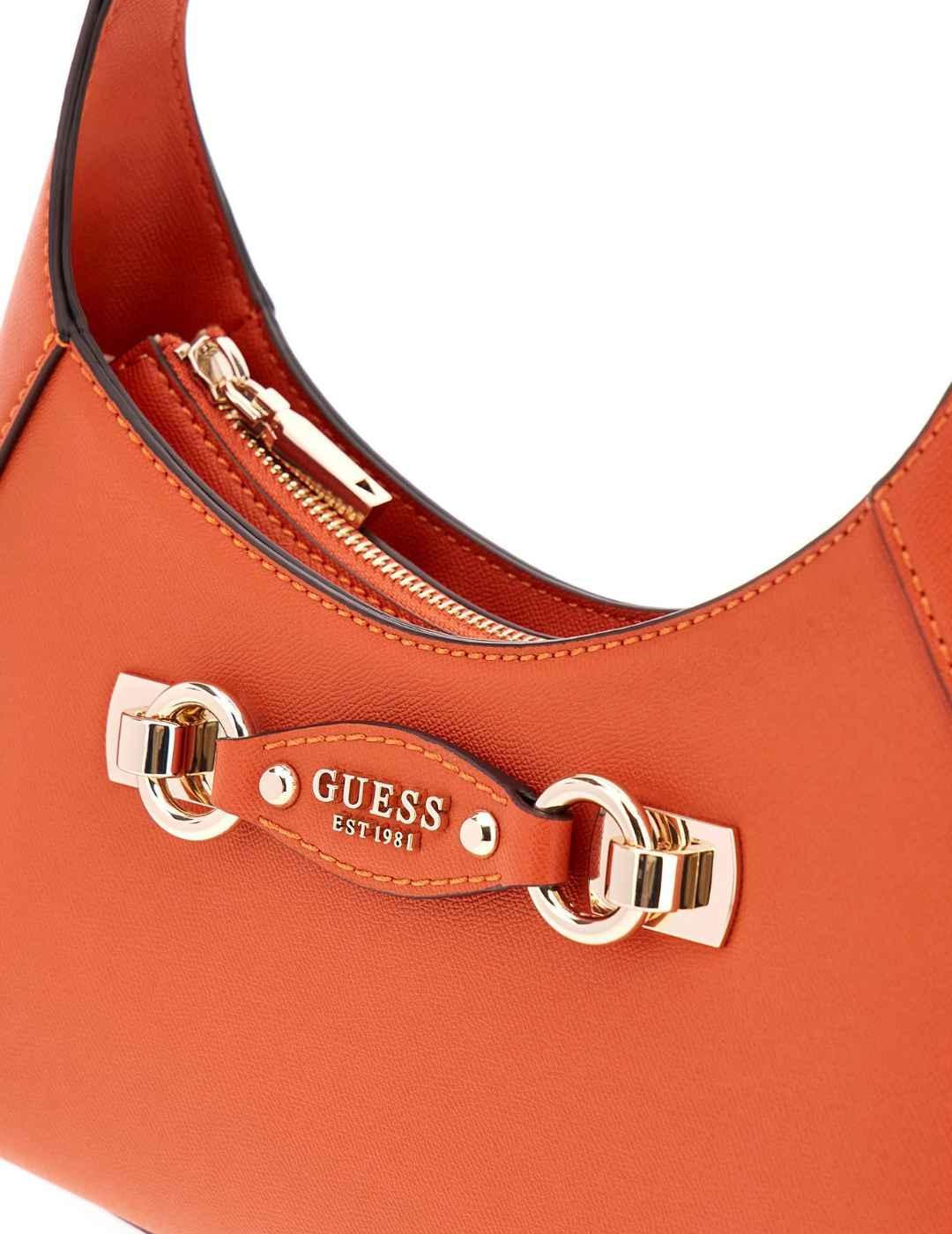 Bolso Guess Mimina de hombro medialuna naranja para mujer