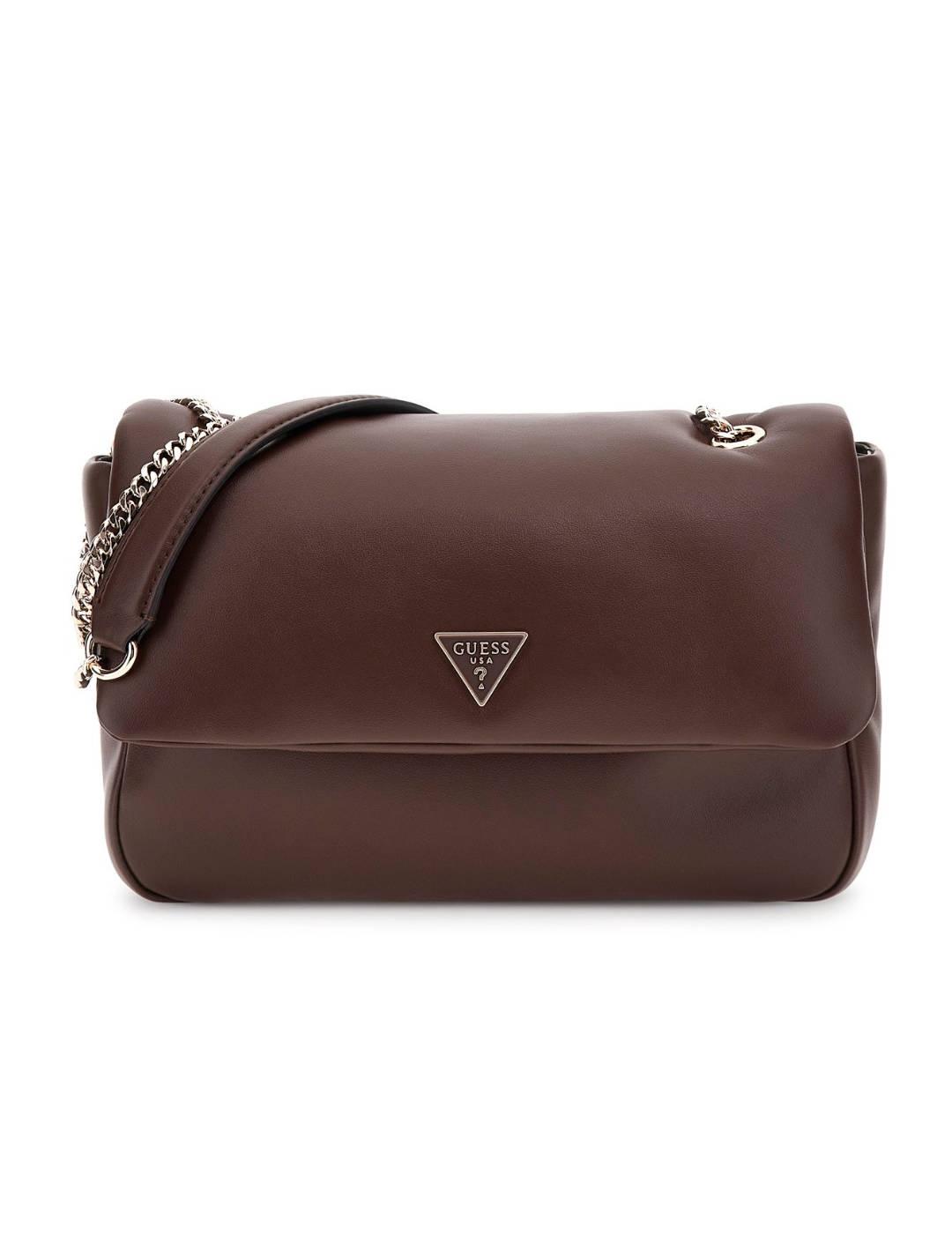 Bolso Guess Sunetra marrón acolchado cadena para mujer