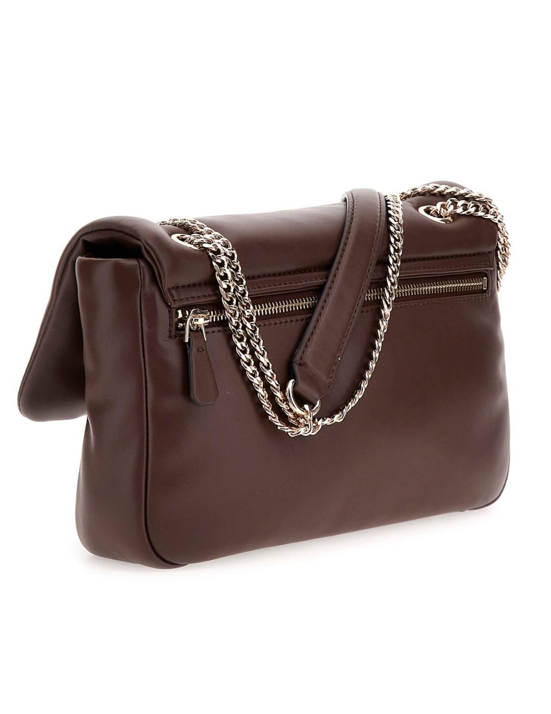 Bolso Guess Sunetra marrón acolchado cadena para mujer