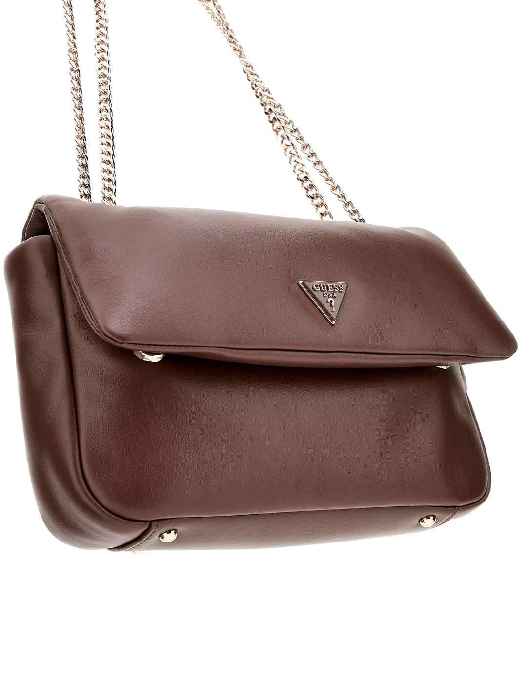 Bolso Guess Sunetra marrón acolchado cadena para mujer