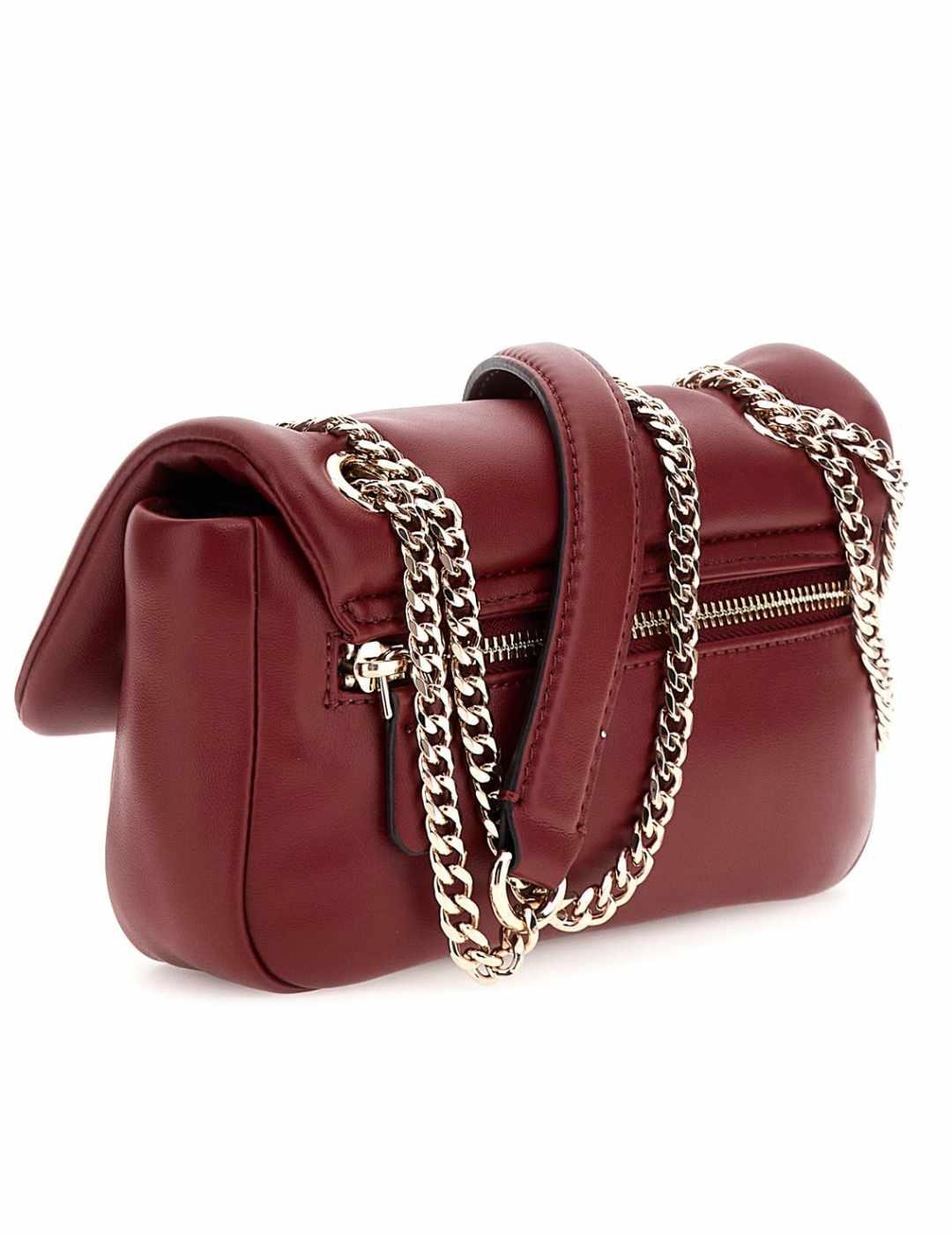 Bolso Guess Sunetra mini rojo detalles plata para mujer