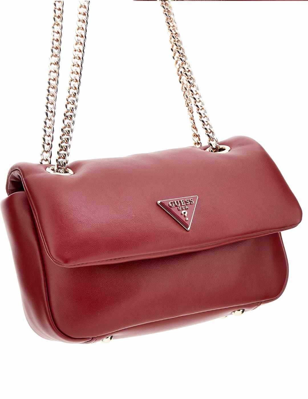 Bolso Guess Sunetra mini rojo detalles plata para mujer