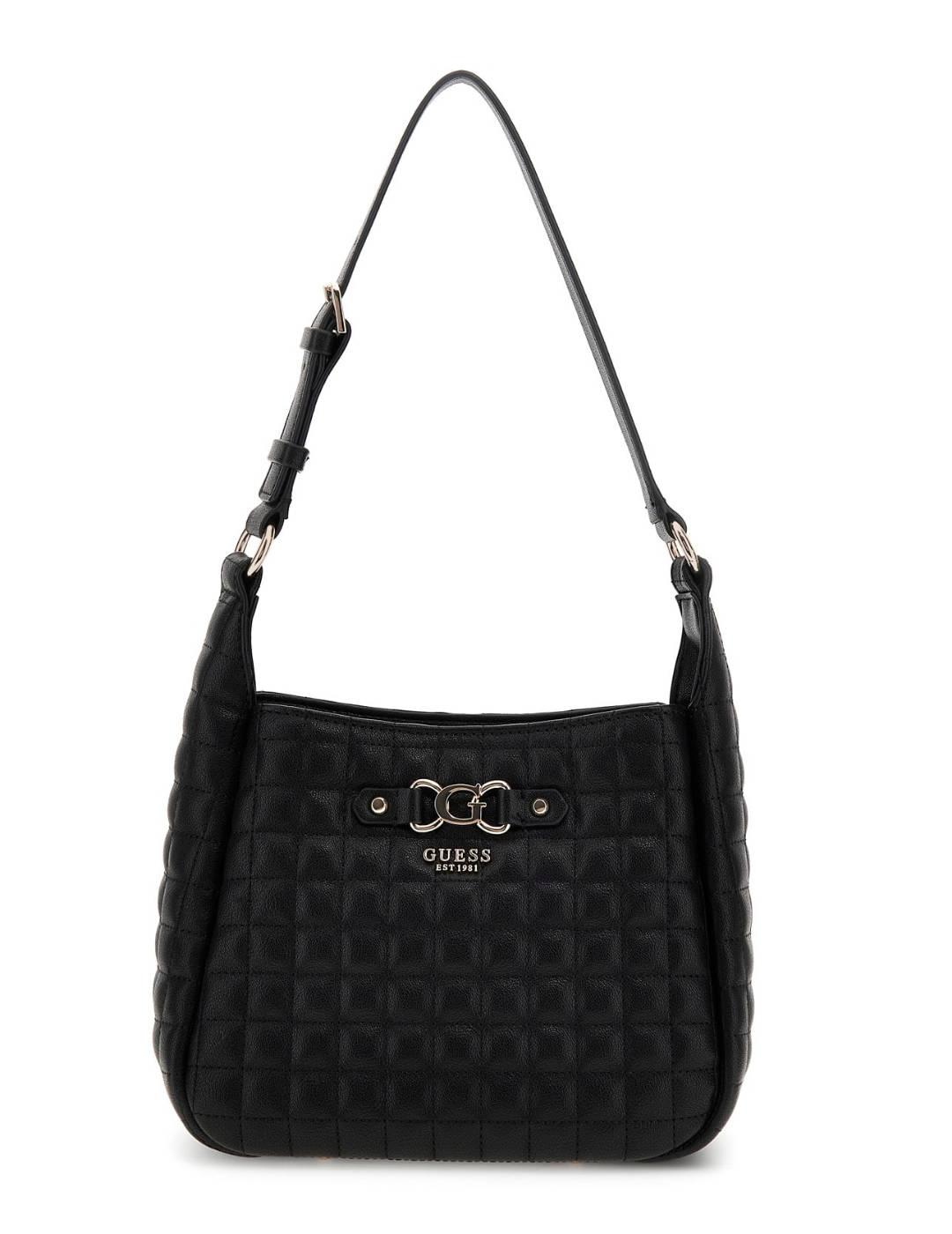 Bolso Guess Nadira negro tejido relieve logo para mujer
