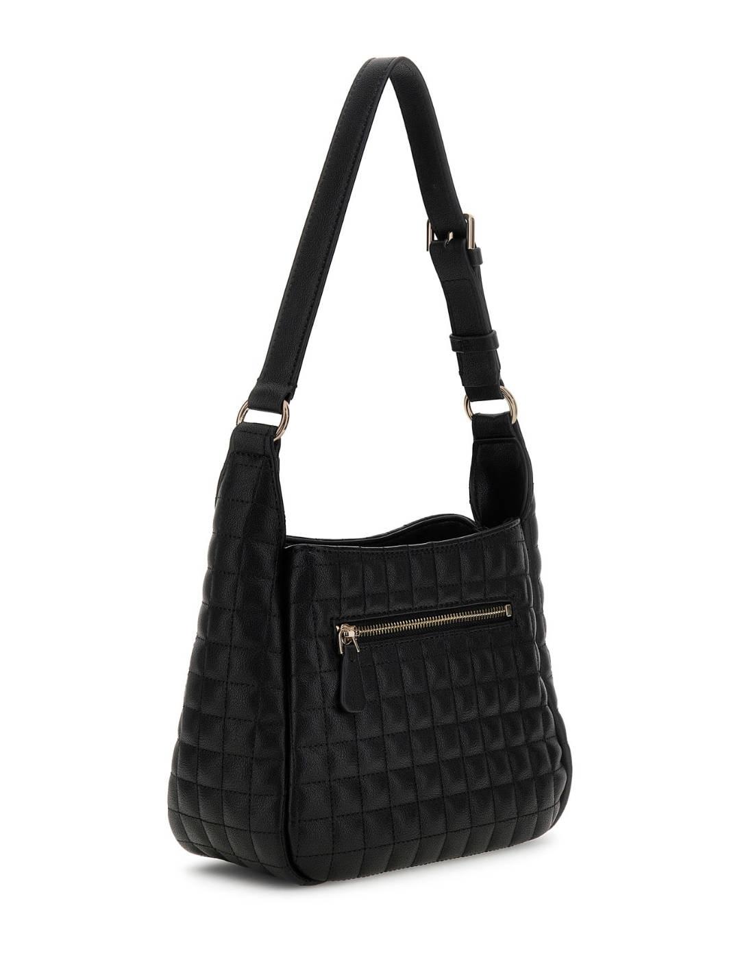 Bolso Guess Nadira negro tejido relieve logo para mujer