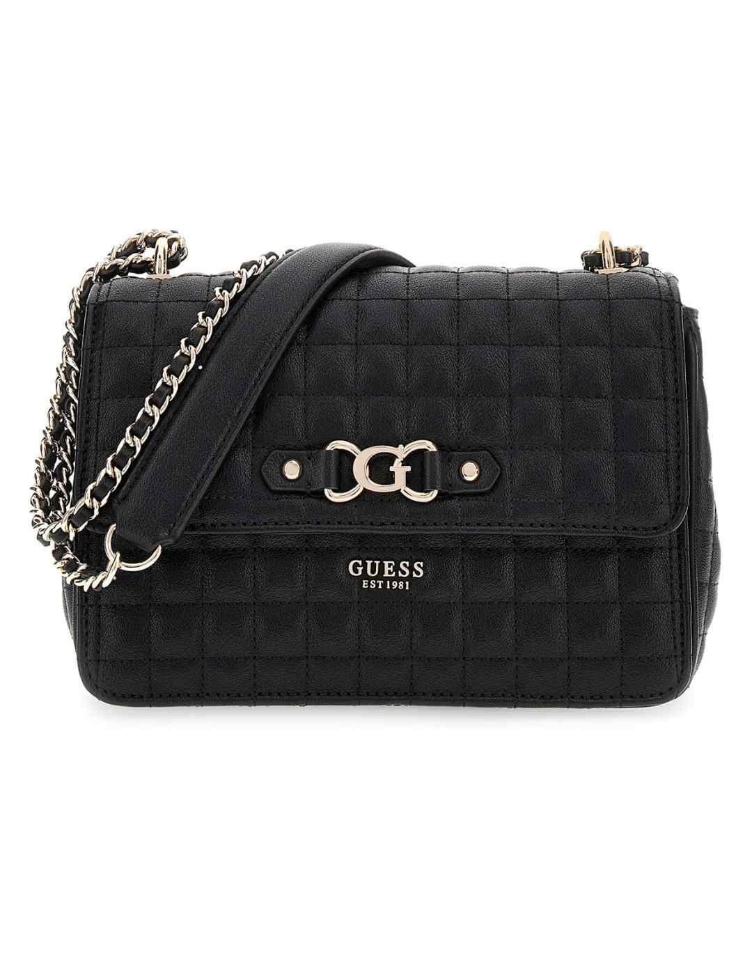 Bolso Guess Nadira negro bandolera con cadena para mujer