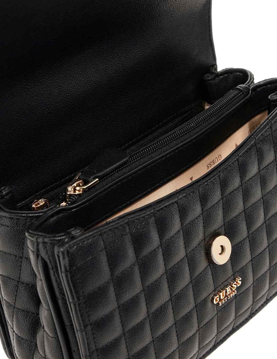 Bolso Guess Nadira negro bandolera con cadena para mujer