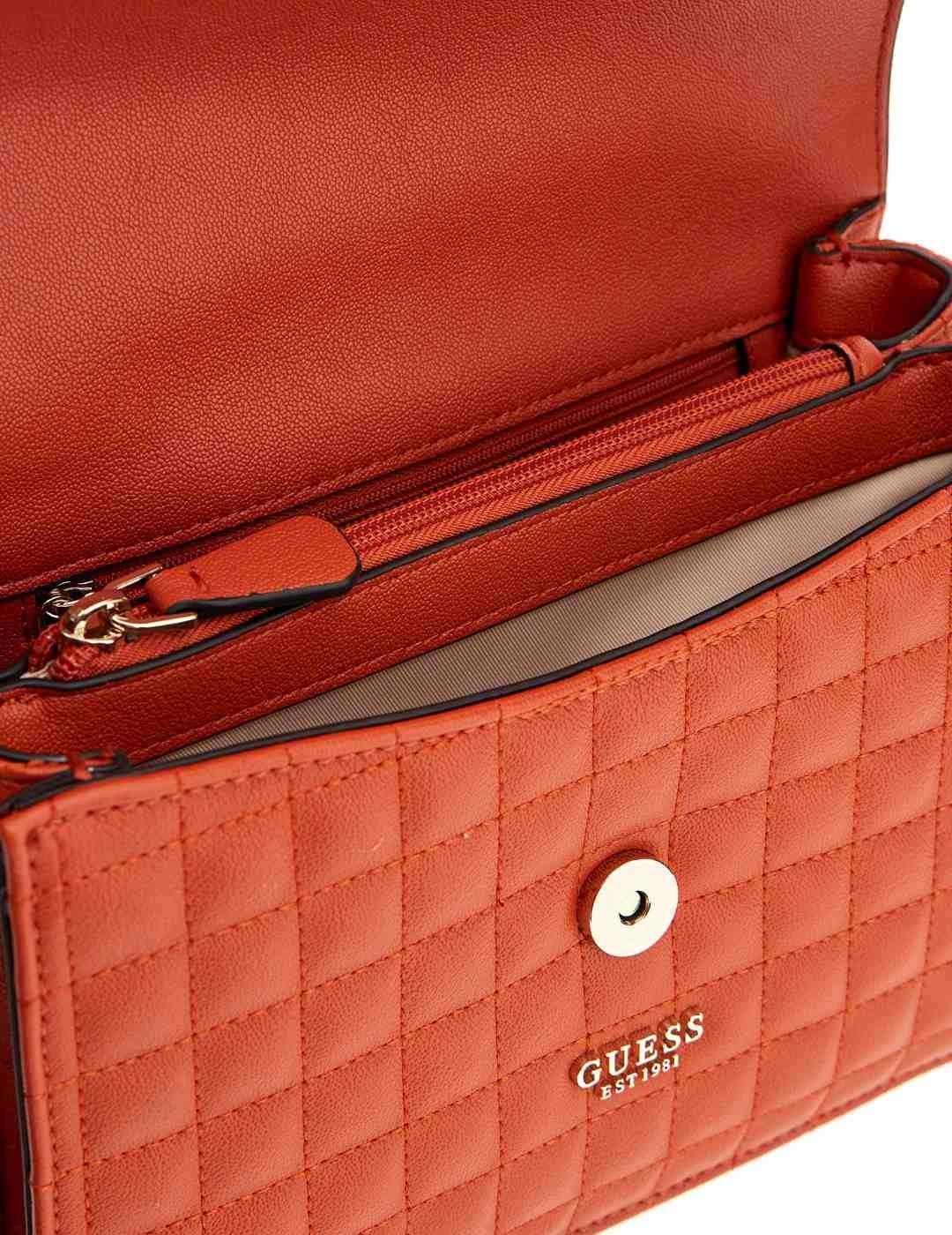 Bolso Guess Nadira naranja bandolera con cadena para mujer