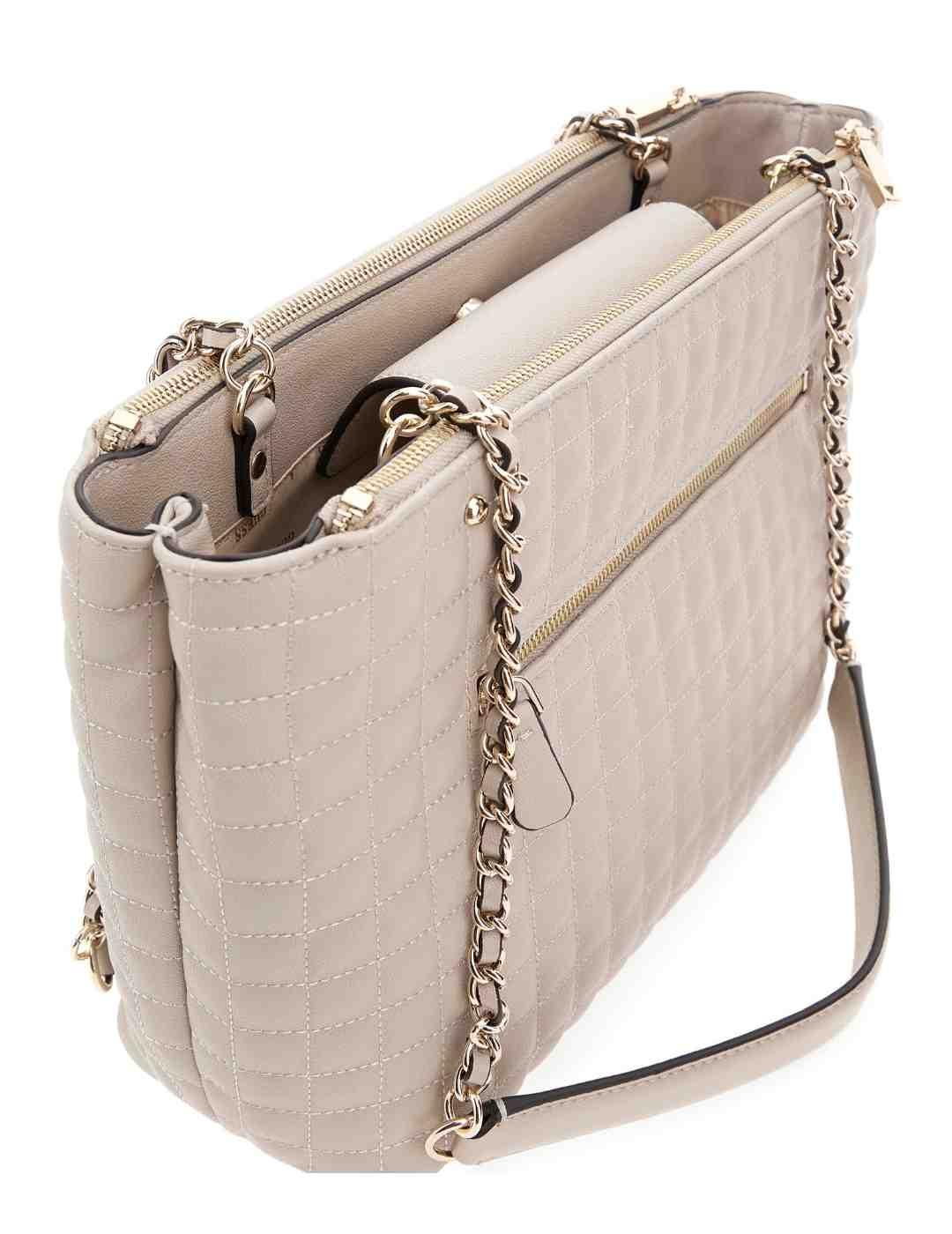Bolso Guess Nadira crudo de hombro asa con cadena para mujer