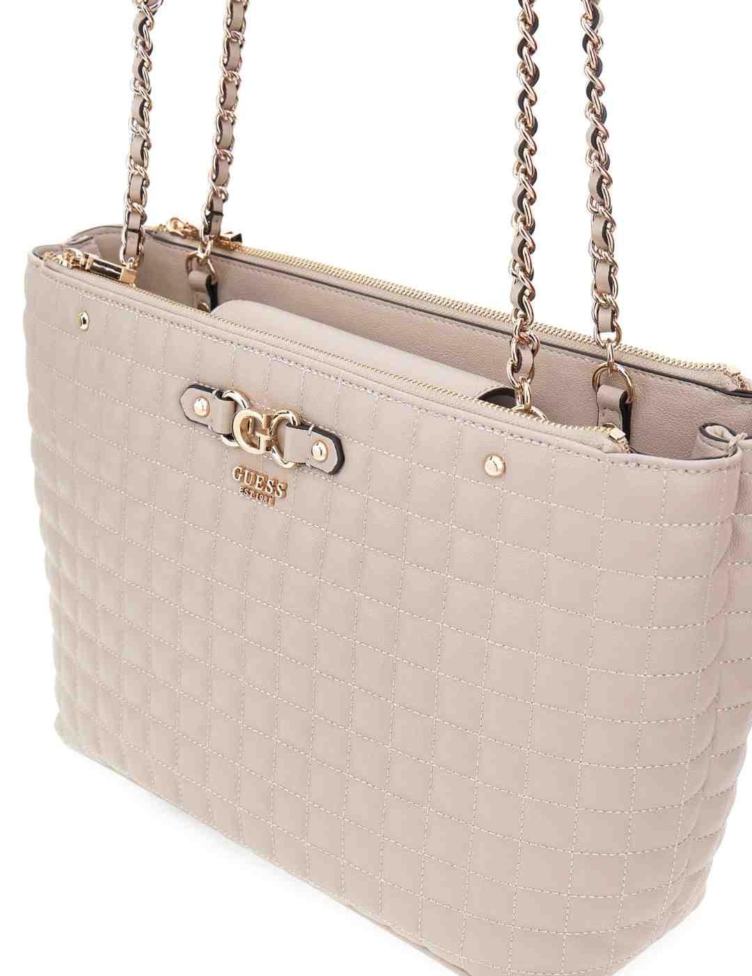Bolso Guess Nadira crudo de hombro asa con cadena para mujer