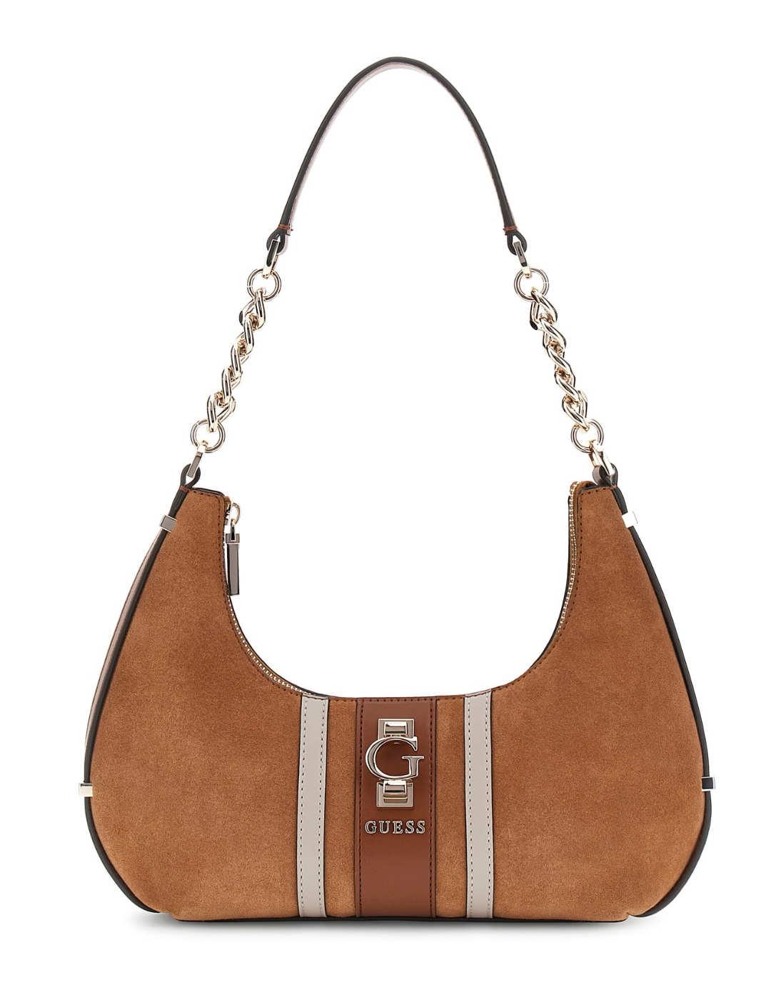 Bolso Guess Erenia camel ante logo dorado para mujer