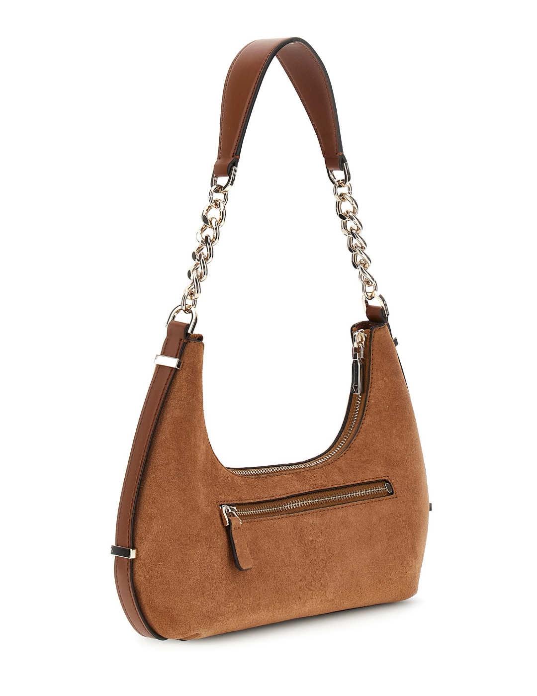 Bolso Guess Erenia camel ante logo dorado para mujer
