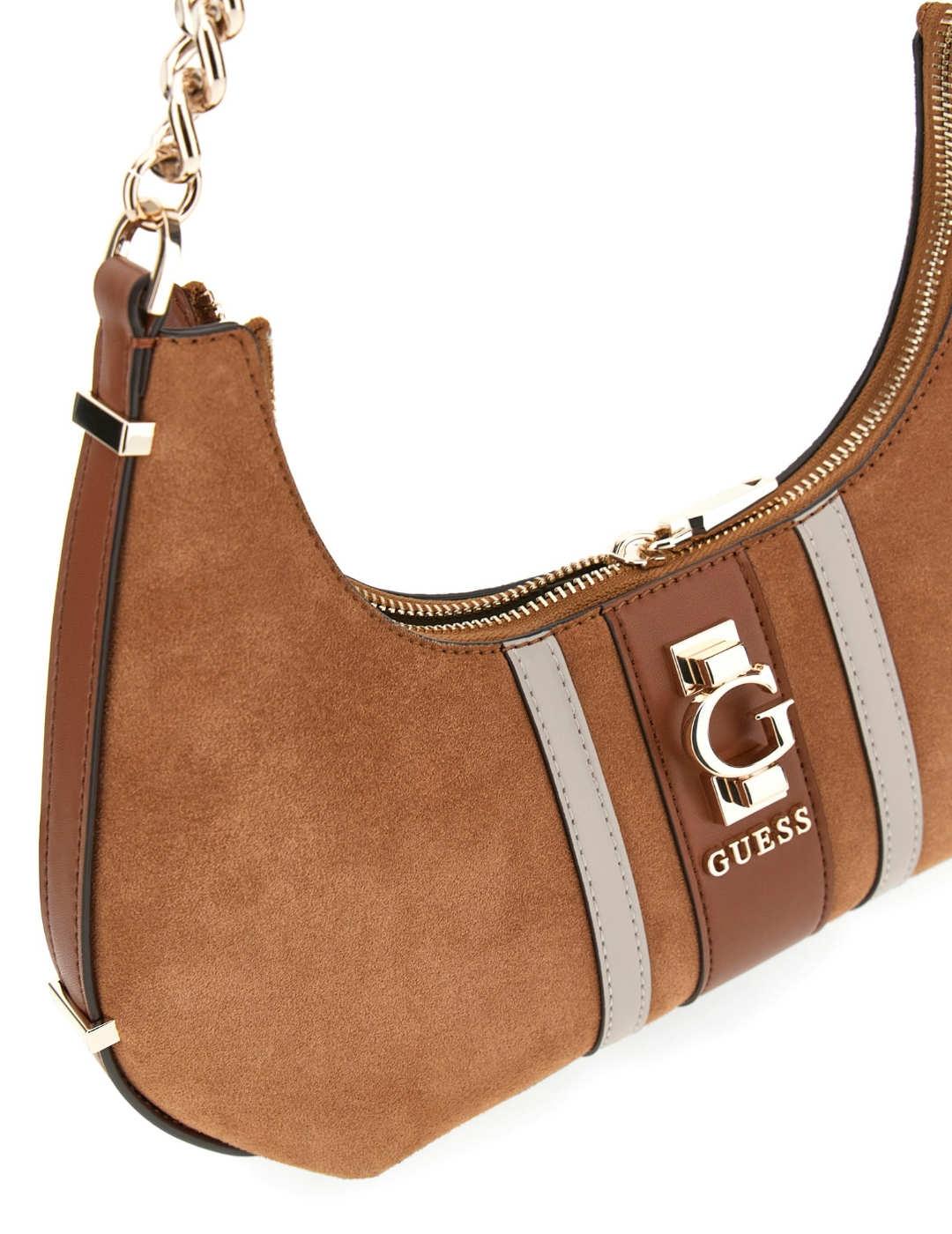 Bolso Guess Erenia camel ante logo dorado para mujer