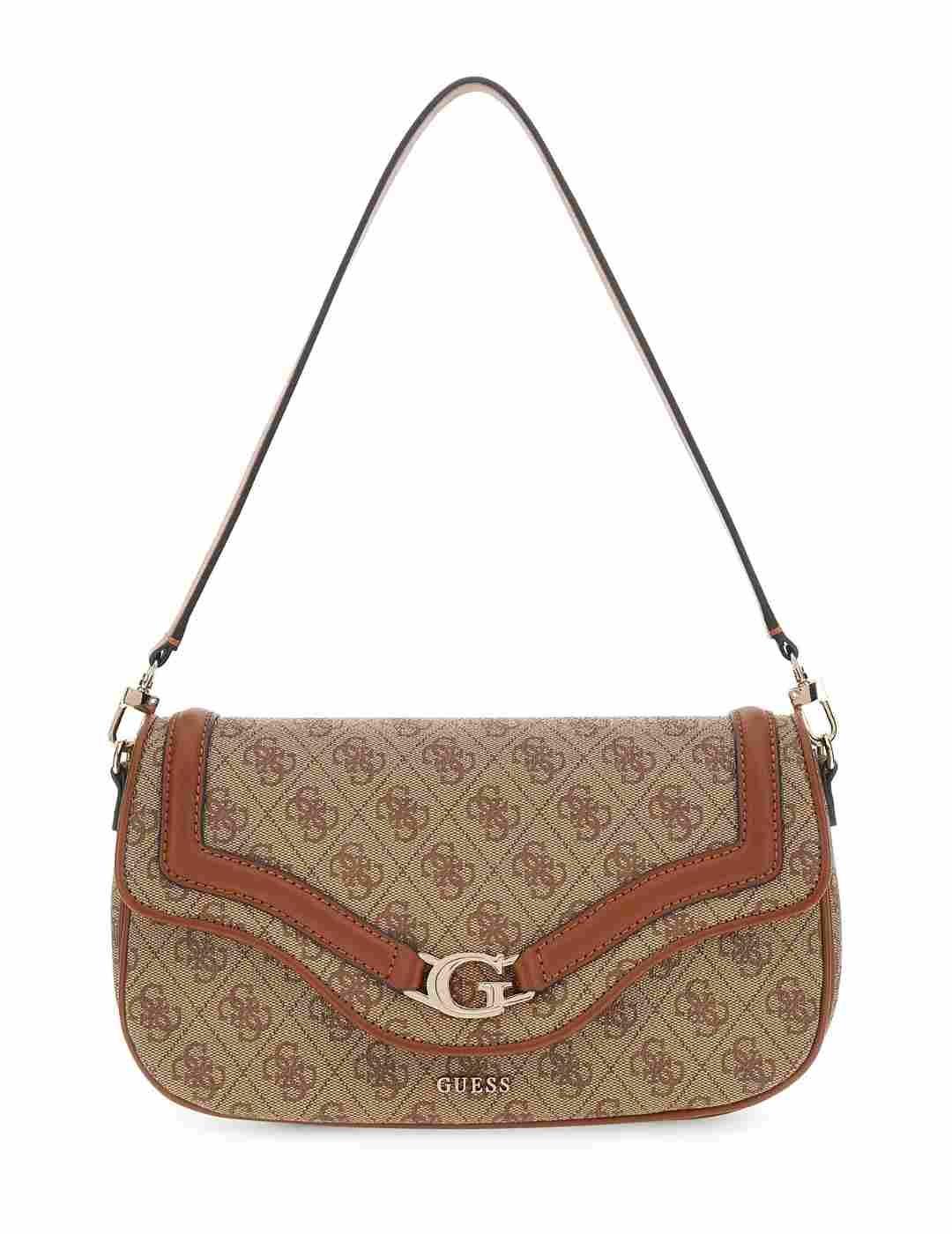 Bolso Guess Dea Flap marrón hombro multilogo para mujer