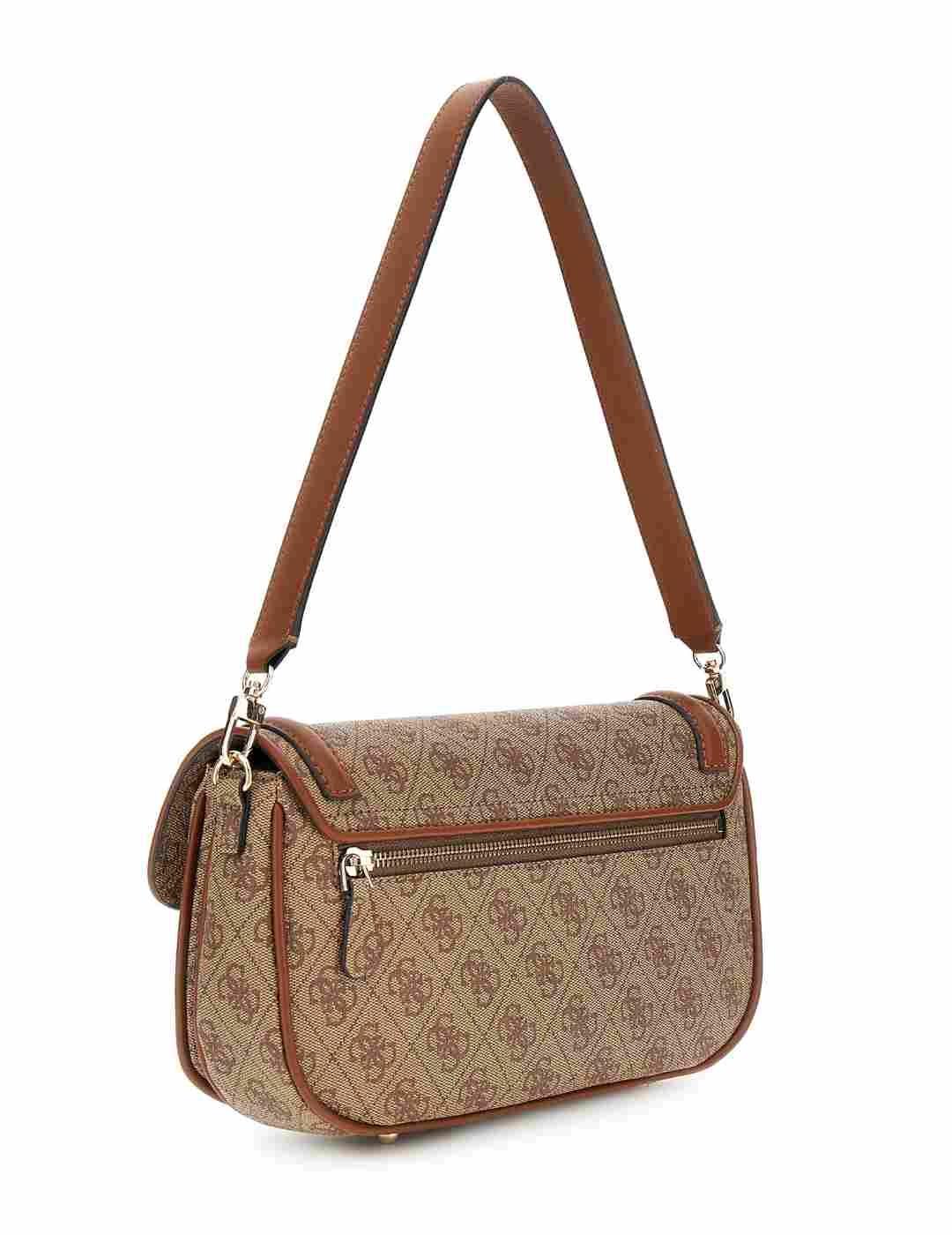 Bolso Guess Dea Flap marrón hombro multilogo para mujer