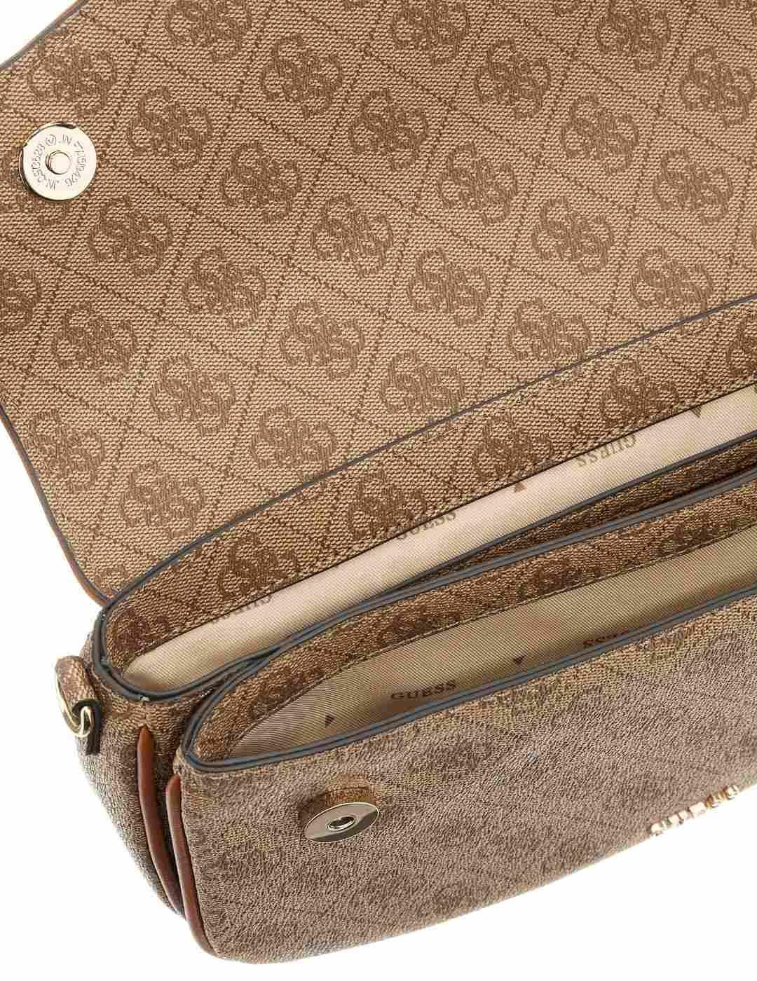Bolso Guess Dea Flap marrón hombro multilogo para mujer