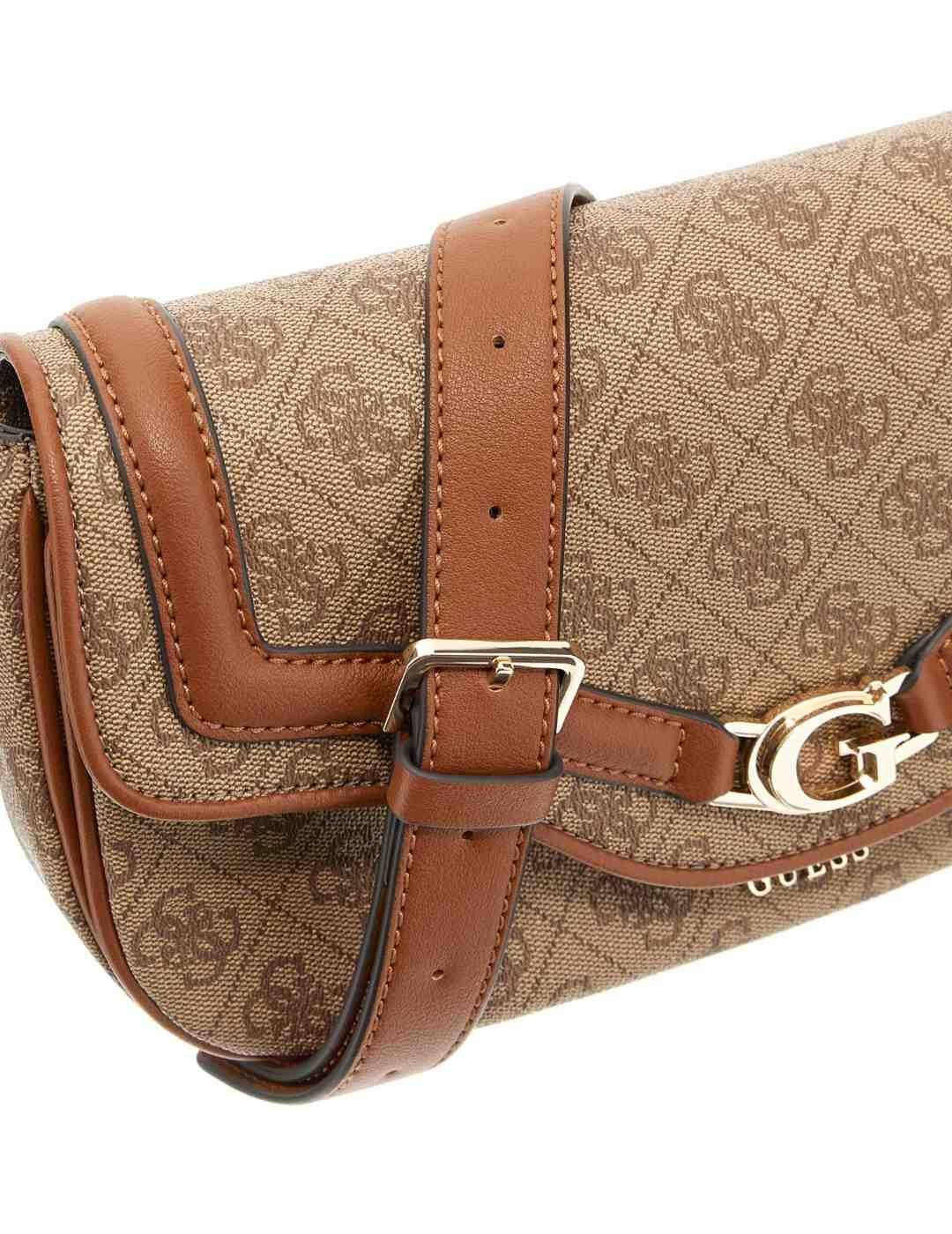 Bolso Guess Dea Flap marrón hombro multilogo para mujer