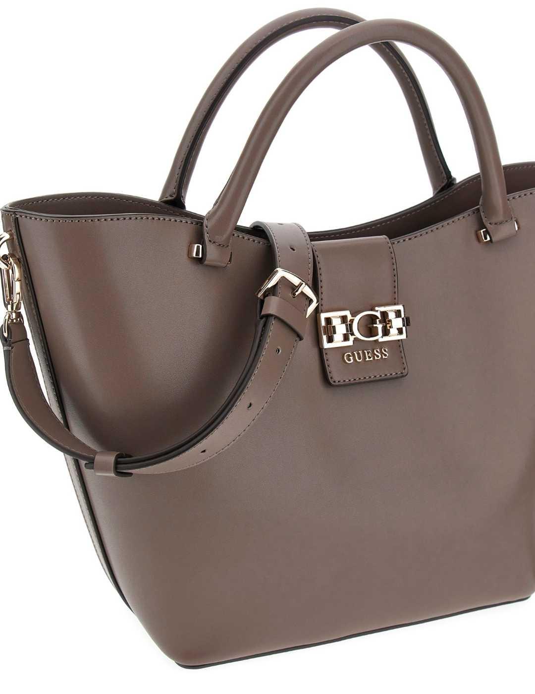 Bolso Guess Jane marrón topo ovalado para mujer