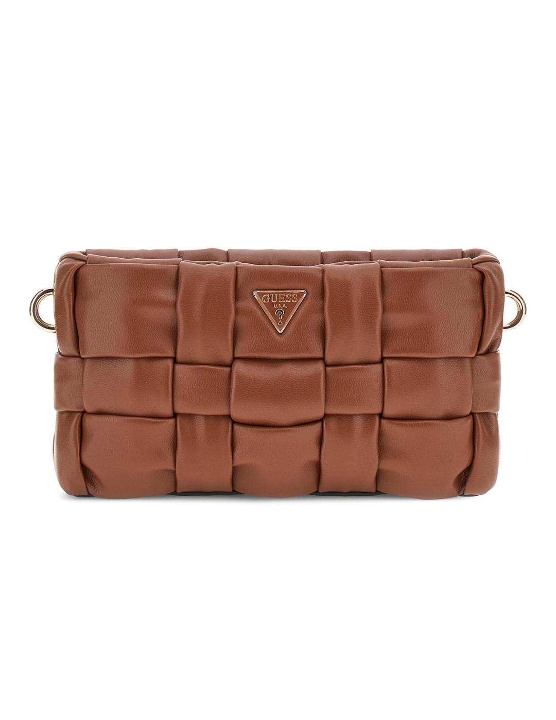 Bolso Guess Marion camel trenzado bandolera para mujer