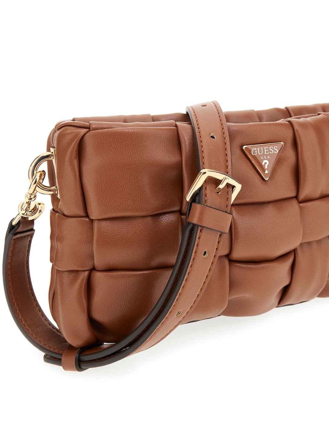 Bolso Guess Marion camel trenzado bandolera para mujer
