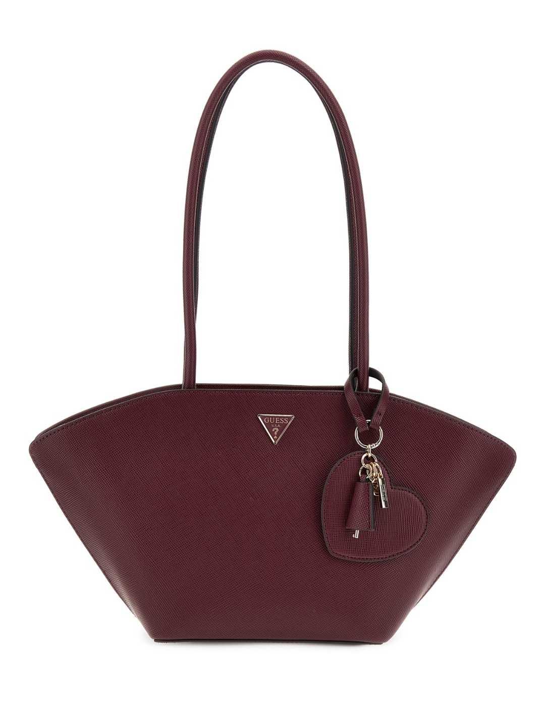 Bolso Guess Bolena granate de hombro ovalado de mujer