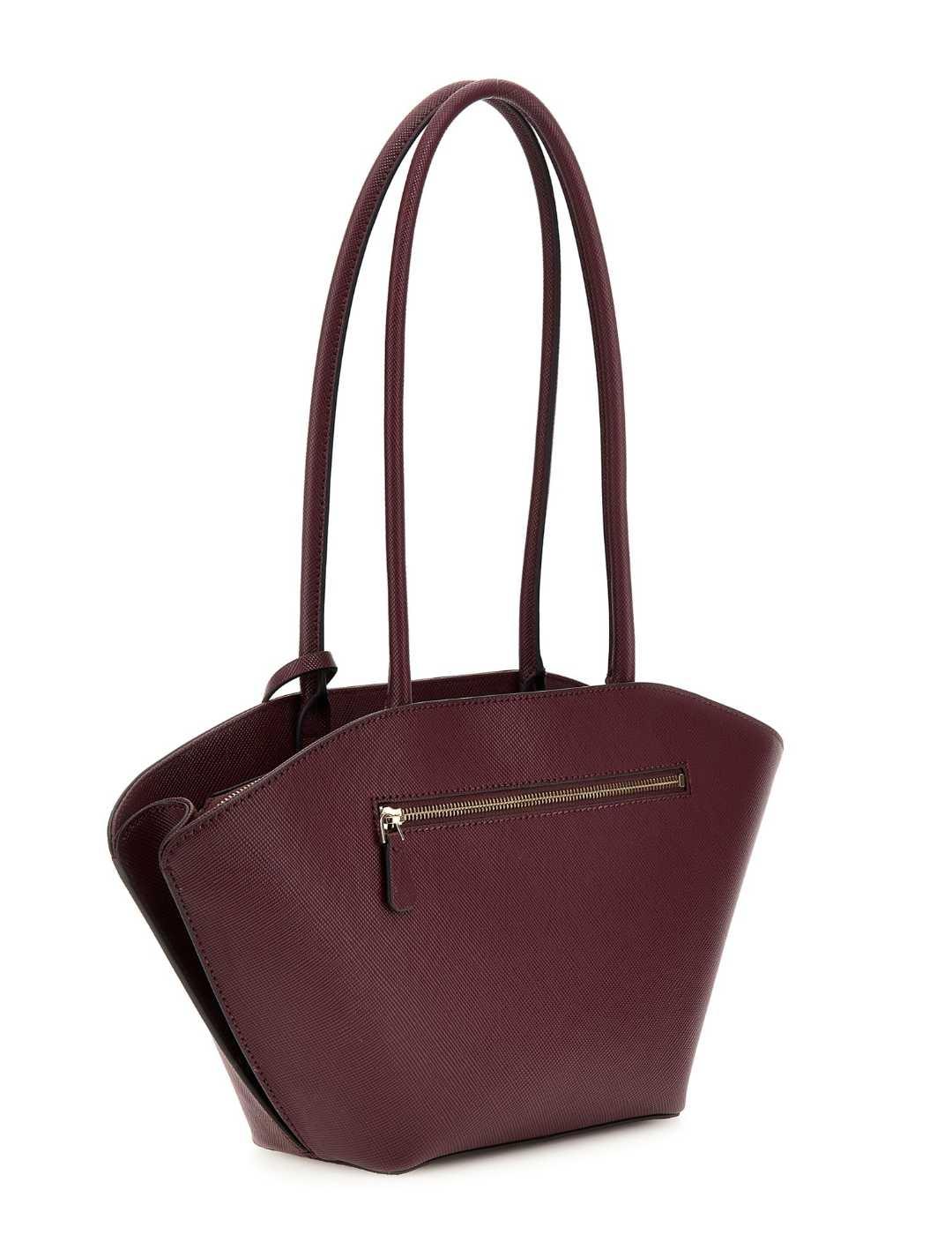 Bolso Guess Bolena granate de hombro ovalado de mujer