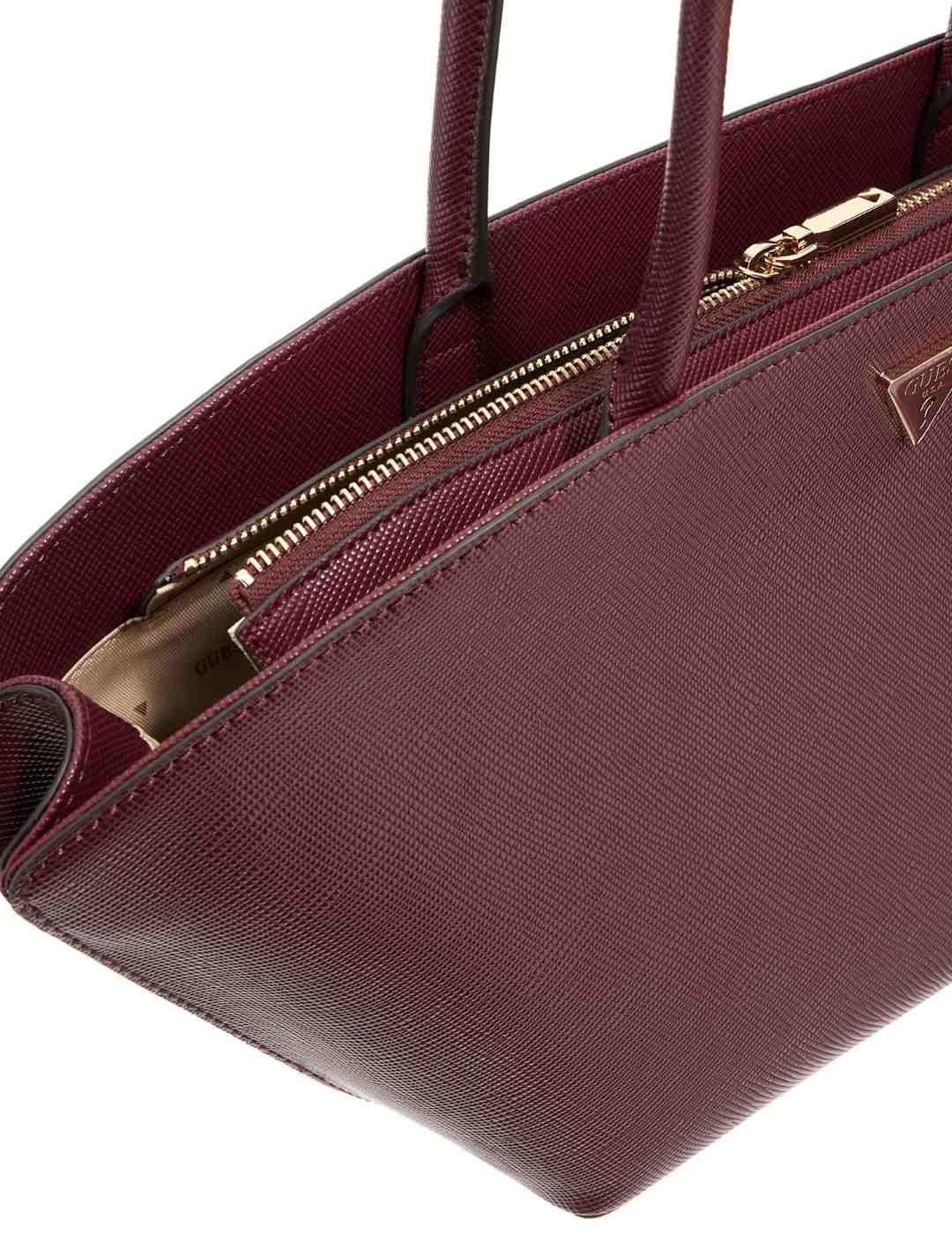 Bolso Guess Bolena granate de hombro ovalado de mujer