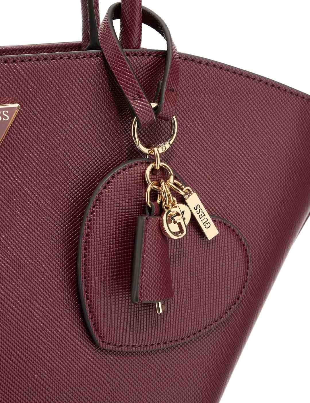 Bolso Guess Bolena granate de hombro ovalado de mujer