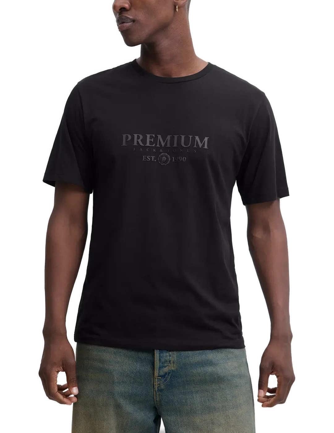 Camiseta Jack & Jones Blacharles negra manga corta de hombre