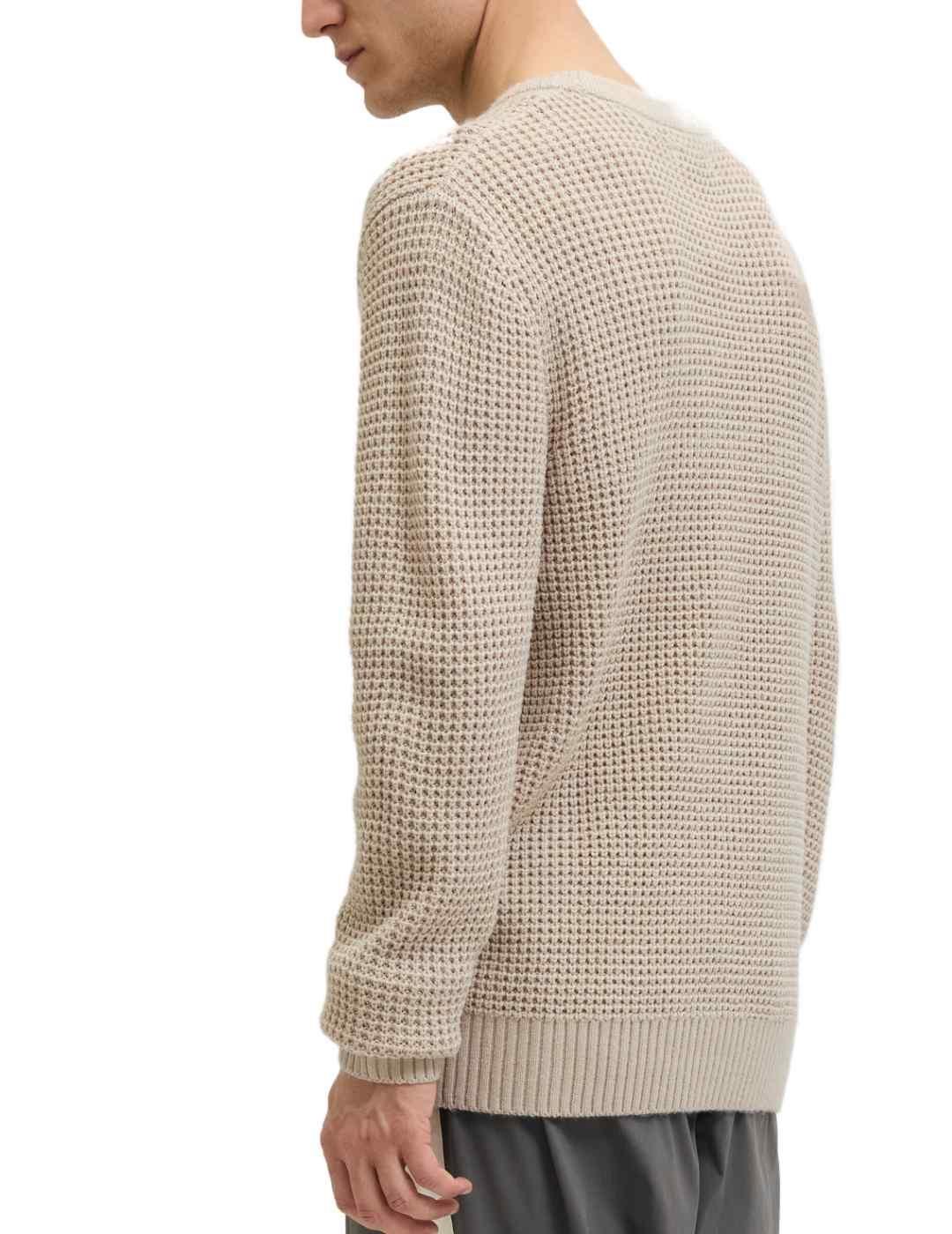 Jersey Jack&Jones Global beige punto grueso para hombre