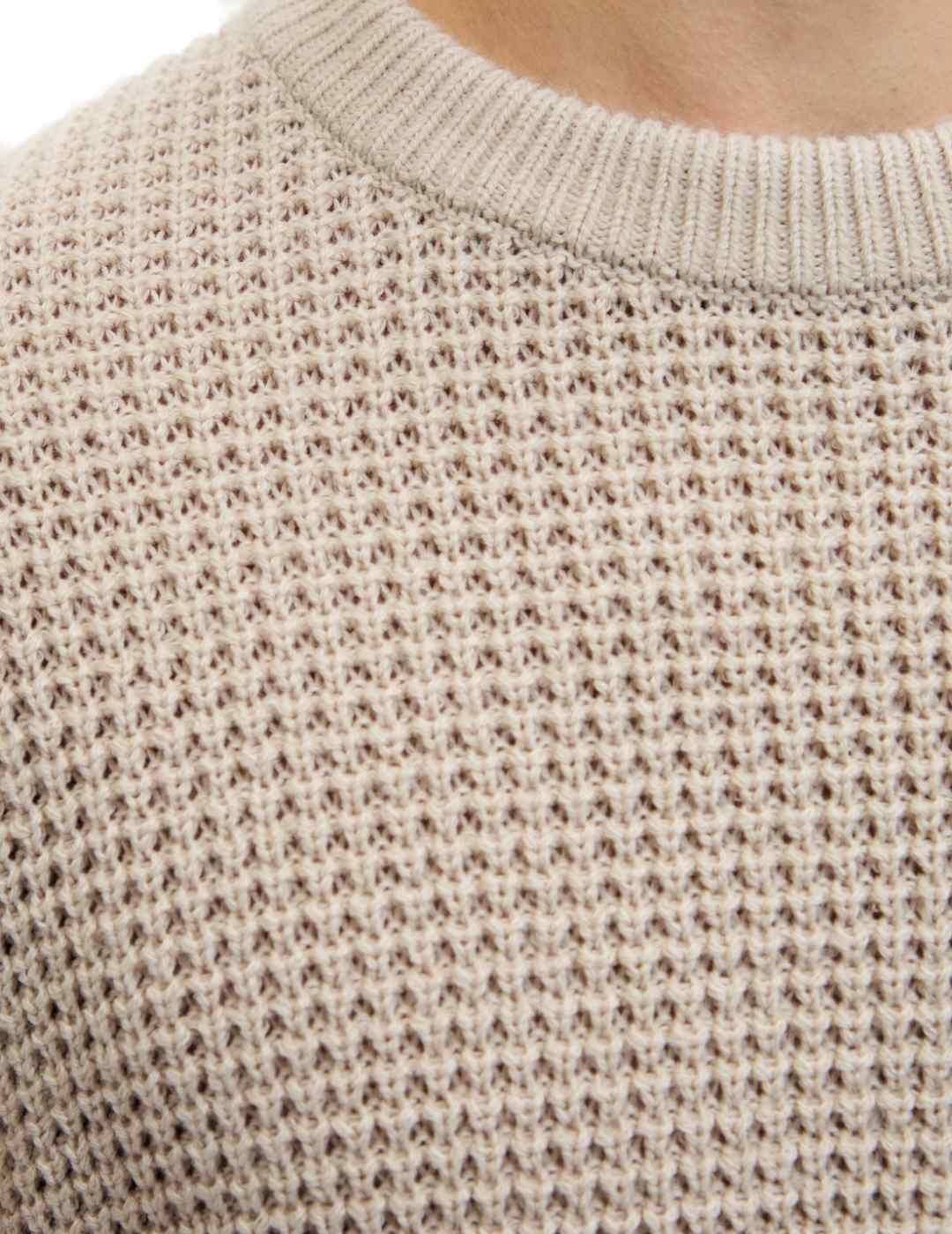 Jersey Jack&Jones Global beige punto grueso para hombre