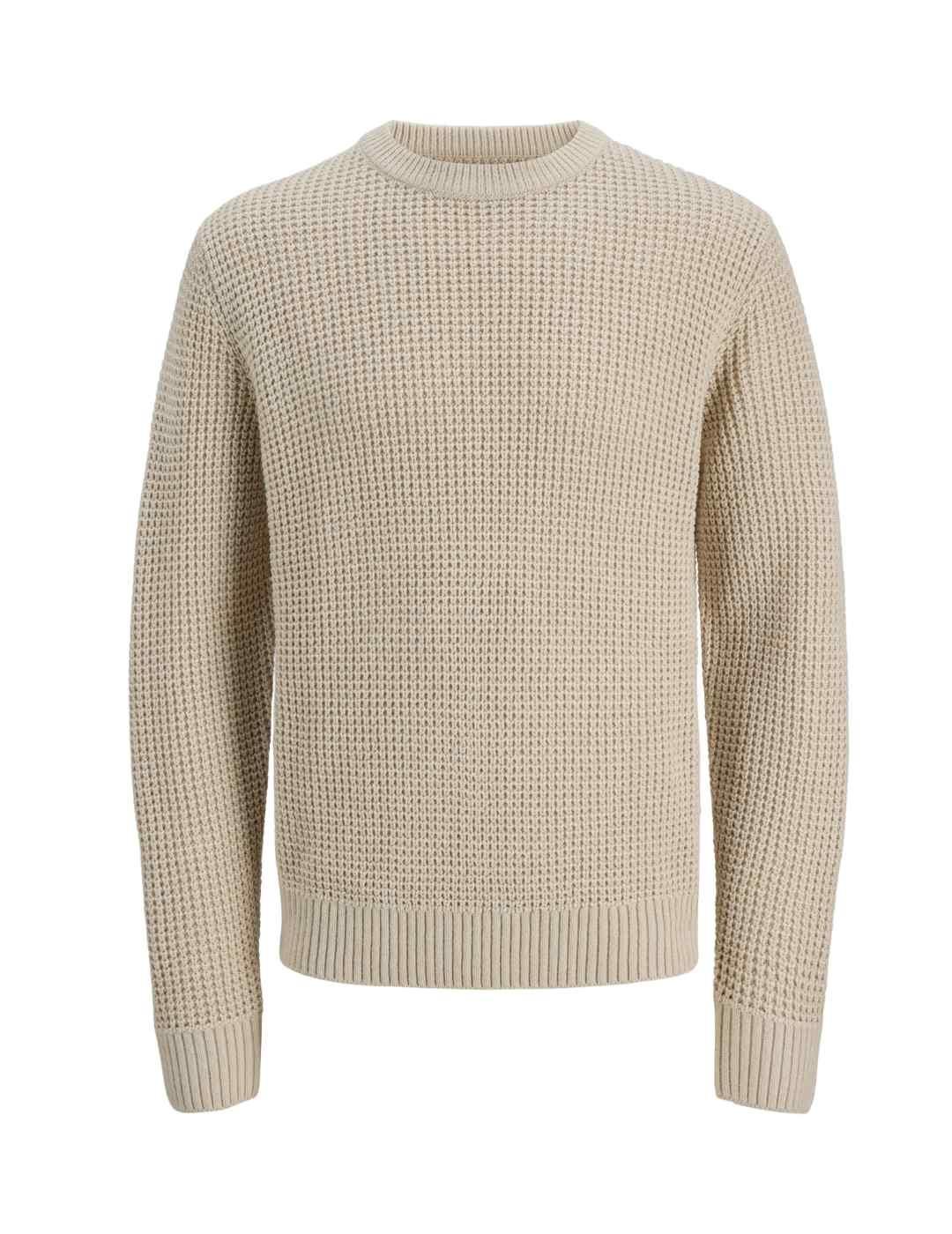 Jersey Jack&Jones Global beige punto grueso para hombre