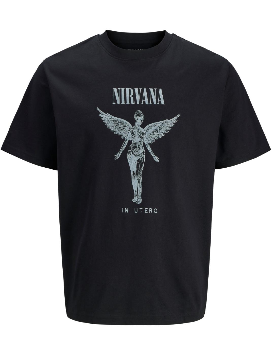 Camiseta Jack & Jones Blunirvana negra manga corta de hombre