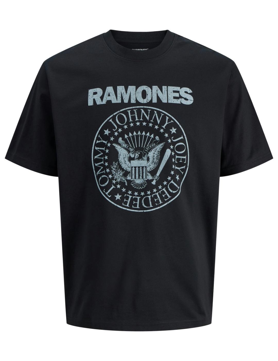 Camiseta Jack & Jones Bluramones negra manga corta de hombre