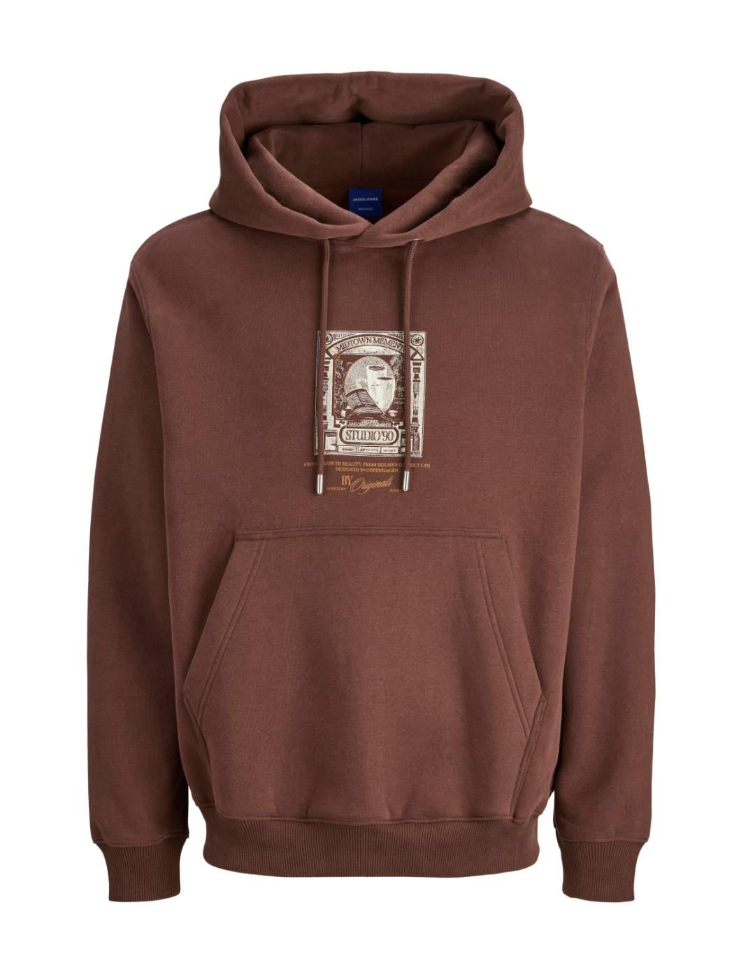 Sudadera Jack&Jones Grand marrón con capucha para hombre
