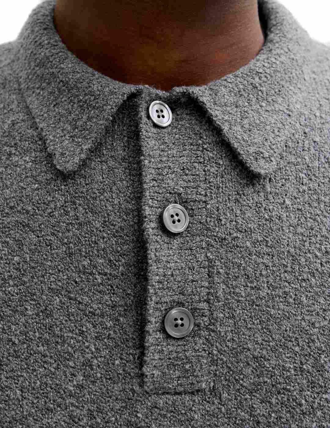 Jersey Polo Jack&Jones Blamverick gris manga larga de hombre