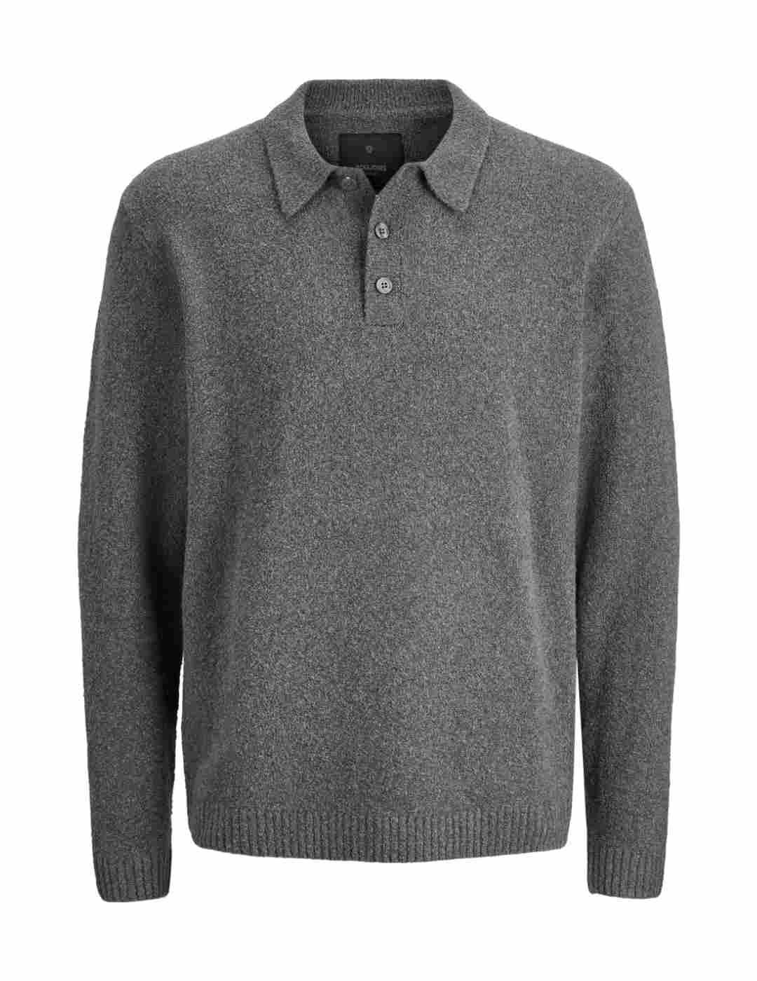 Jersey Polo Jack&Jones Blamverick gris manga larga de hombre