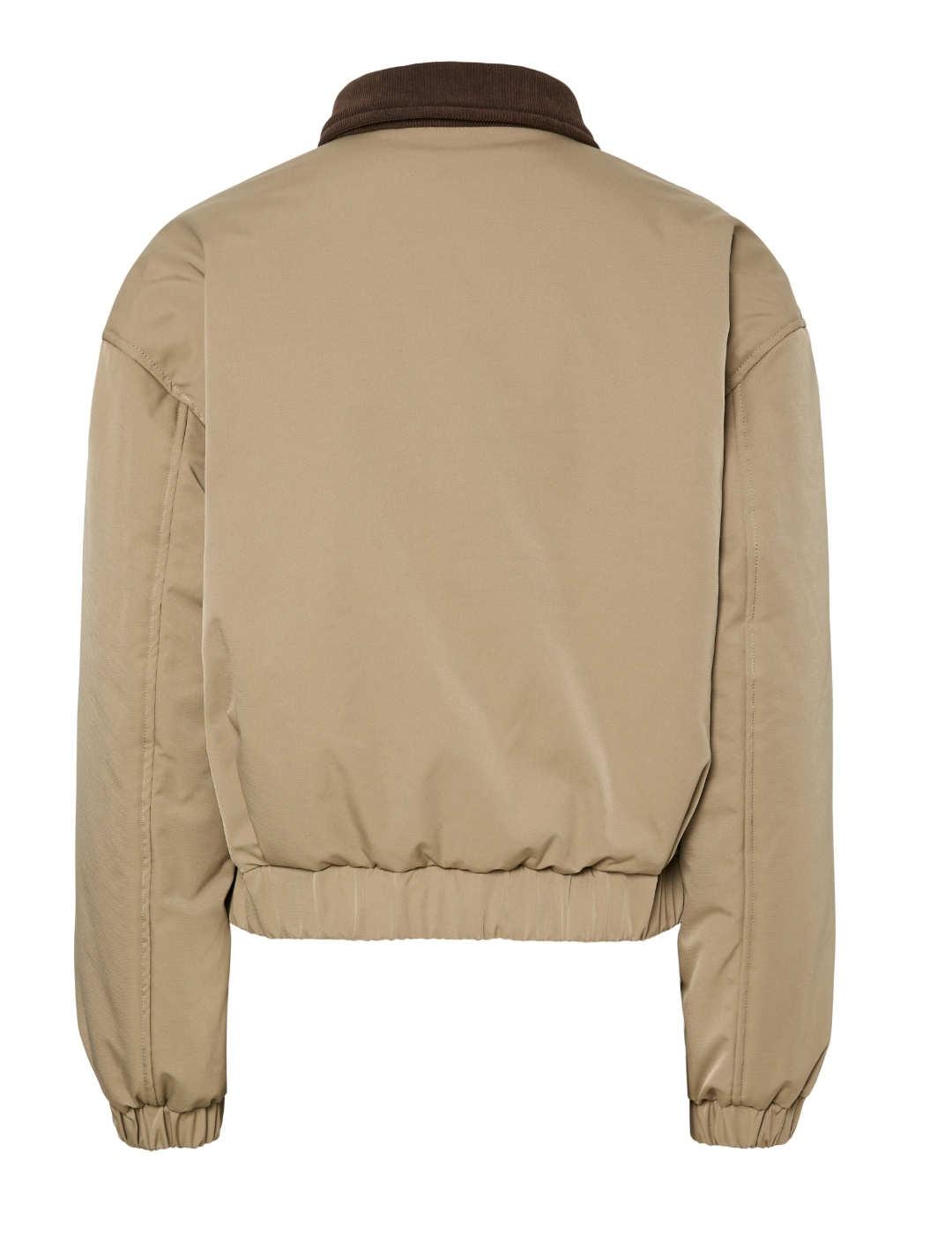 Bomber Pieces Jorma beige cuello pana para mujer