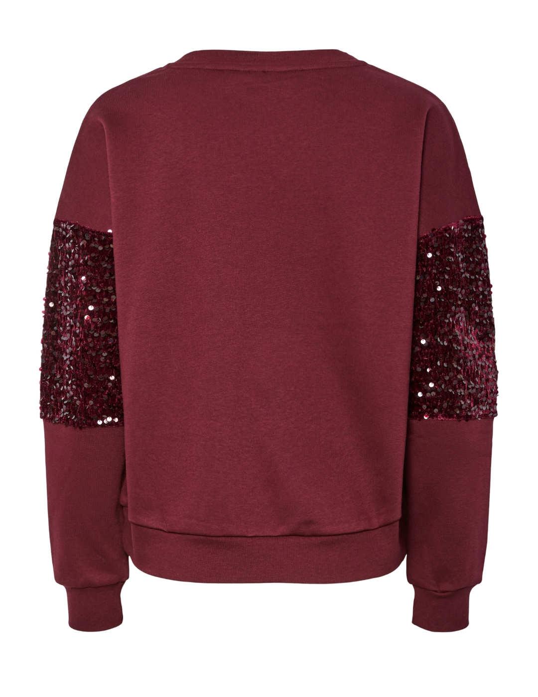 Sudadera Pieces Nancy granate lentejuelas para mujer