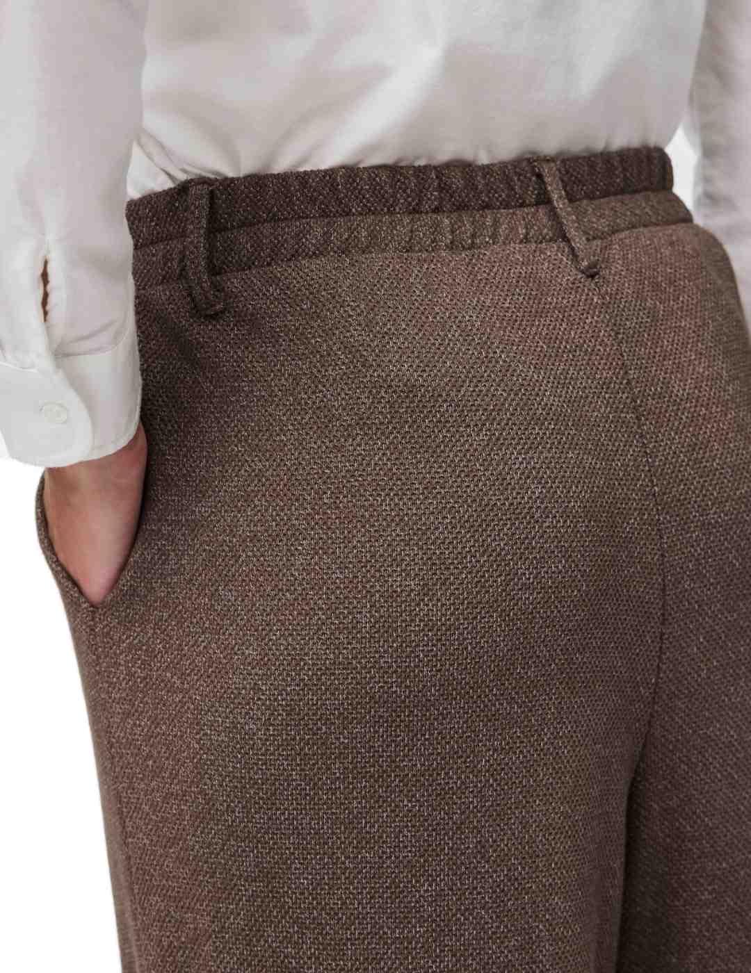 Pantalón Pieces Pepper marrón topo wide leg para mujer