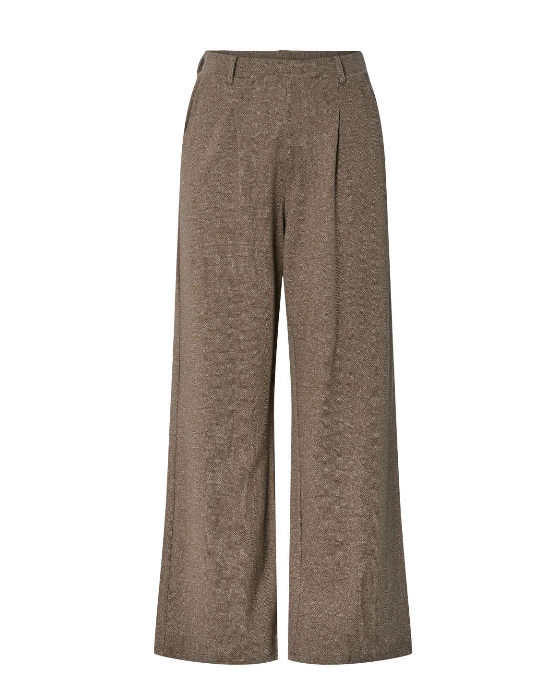 Pantalón Pieces Pepper marrón topo wide leg para mujer