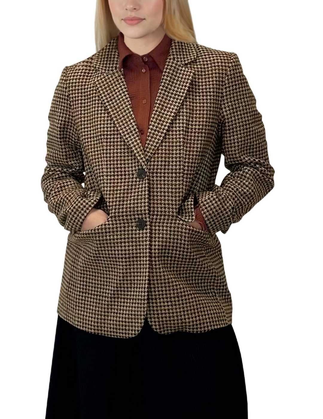Blazer Vila Happy marrón y beige pata de gallo para mujer