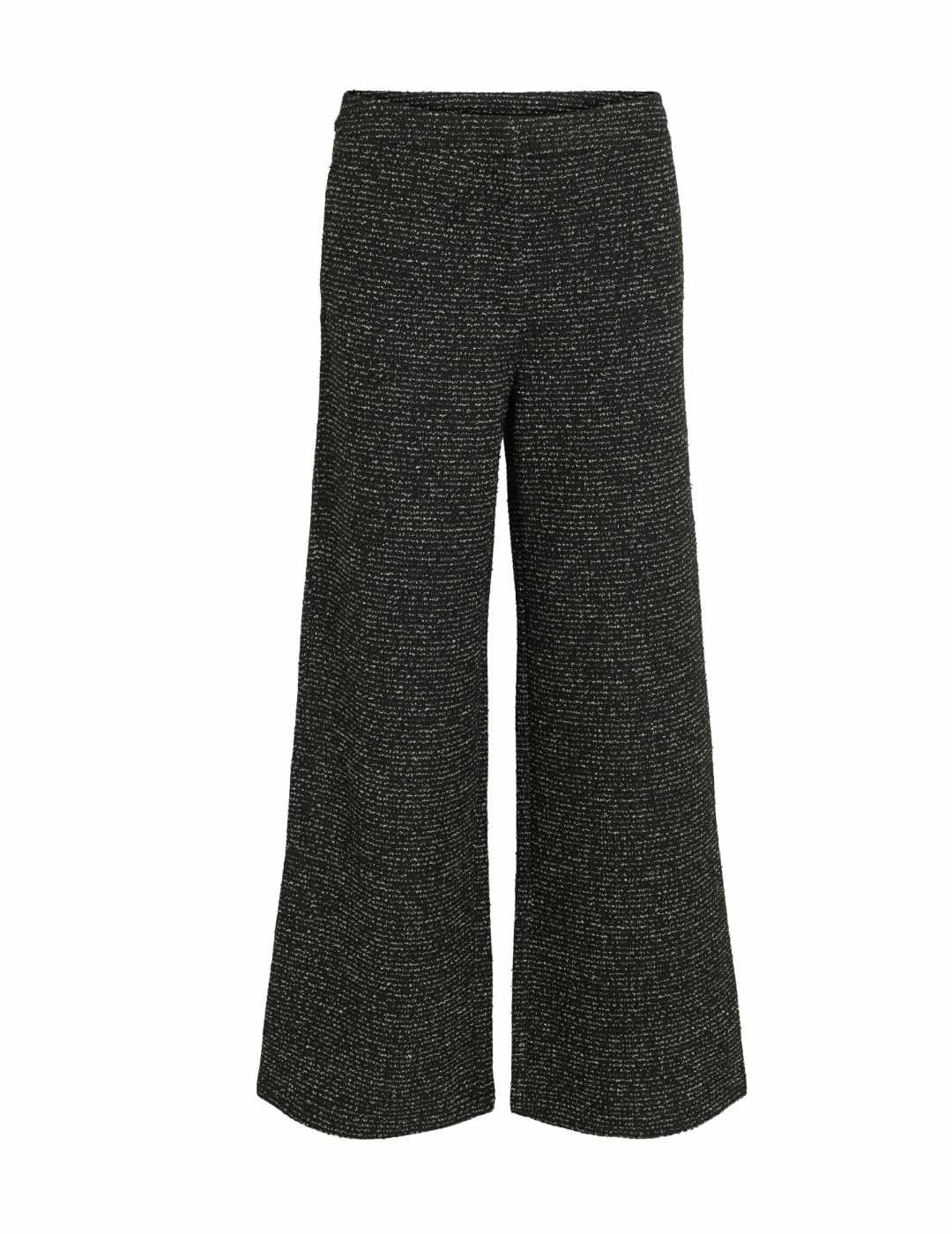 Pantalón Vila Mirno negro jaspeado acampanado para mujer