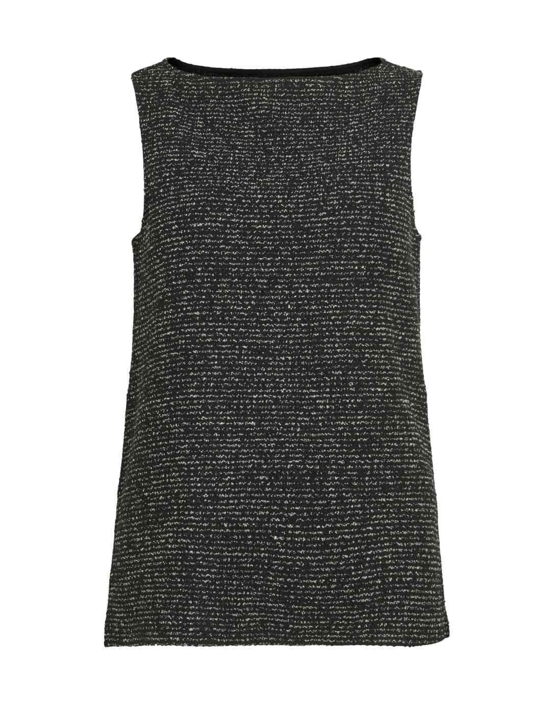 Camiseta Vila Mirno negra jaspeada tirante ancho de mujer