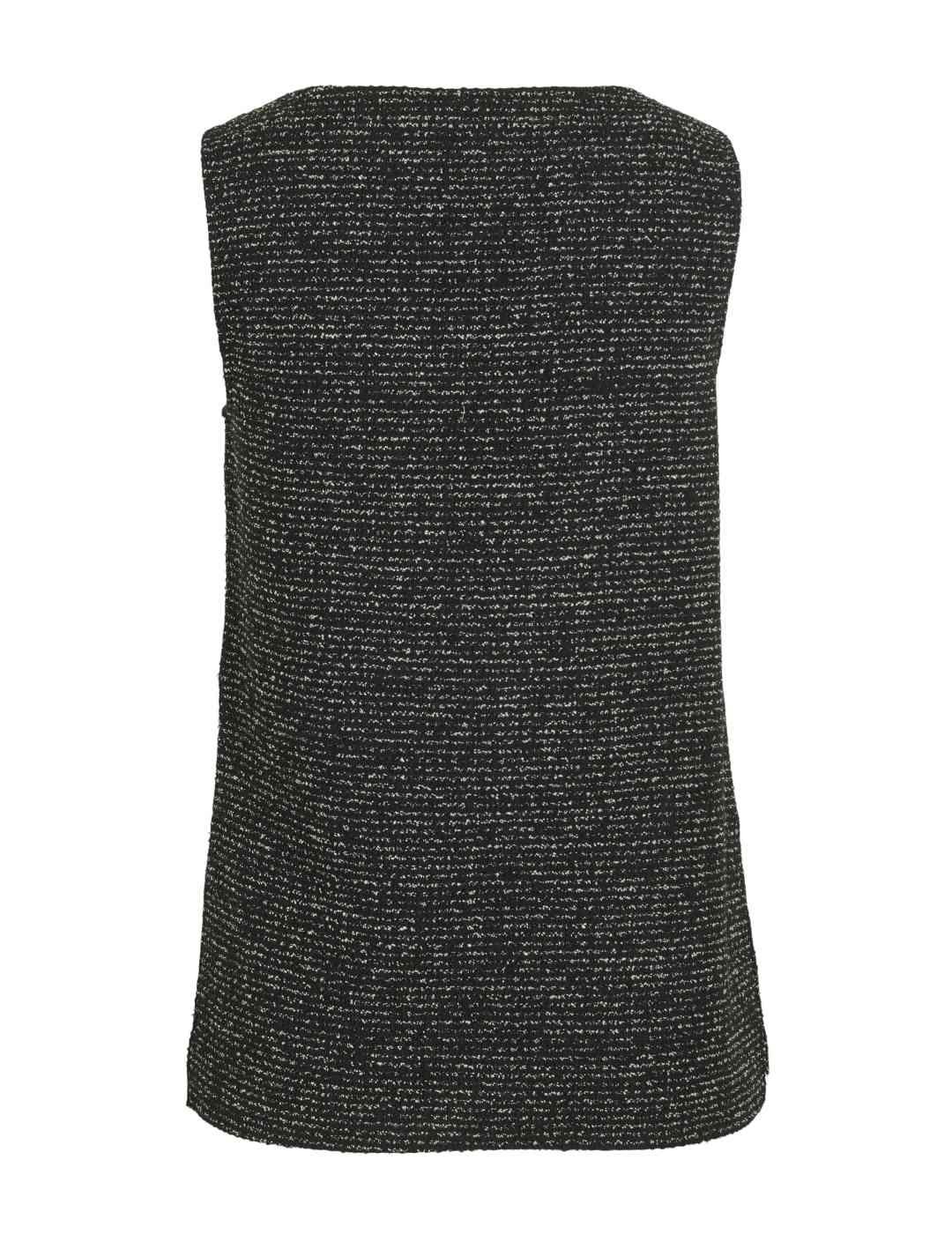 Camiseta Vila Mirno negra jaspeada tirante ancho de mujer